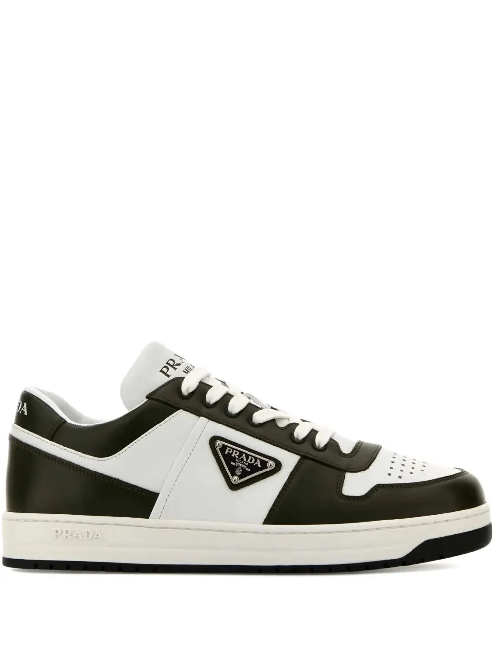 Prada Men Downtown Two-Tone Leather Sneakers - 1