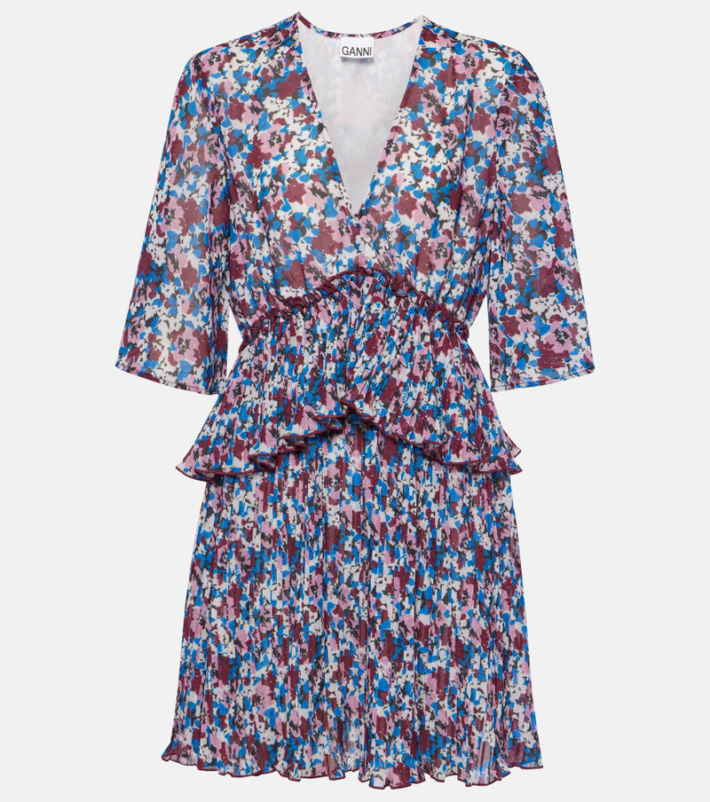 Floral pleated georgette minidress 1