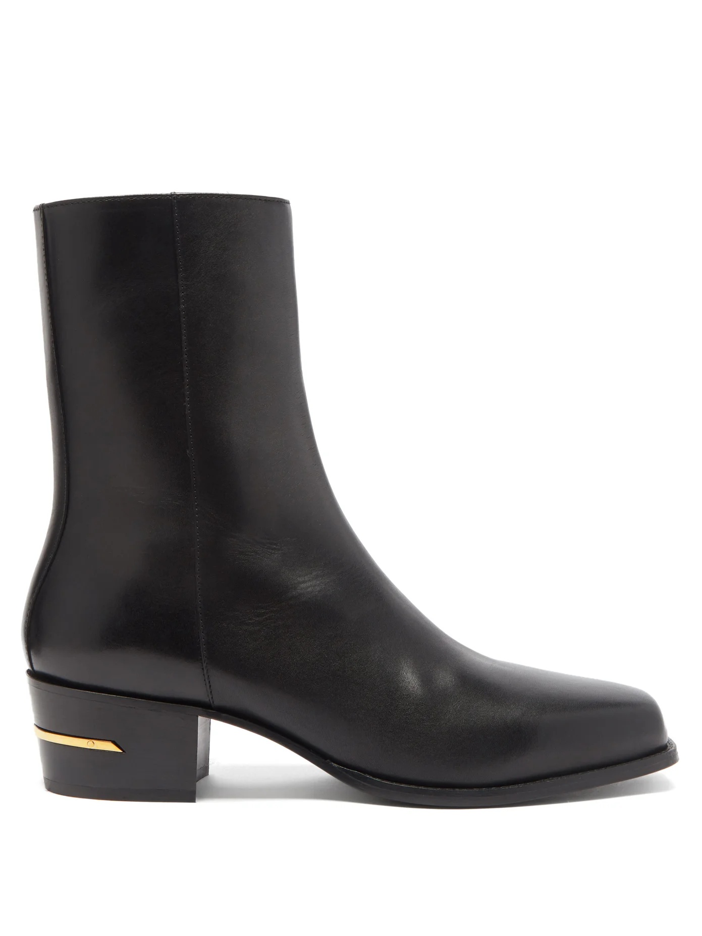 Square-toe leather ankle boots - 1