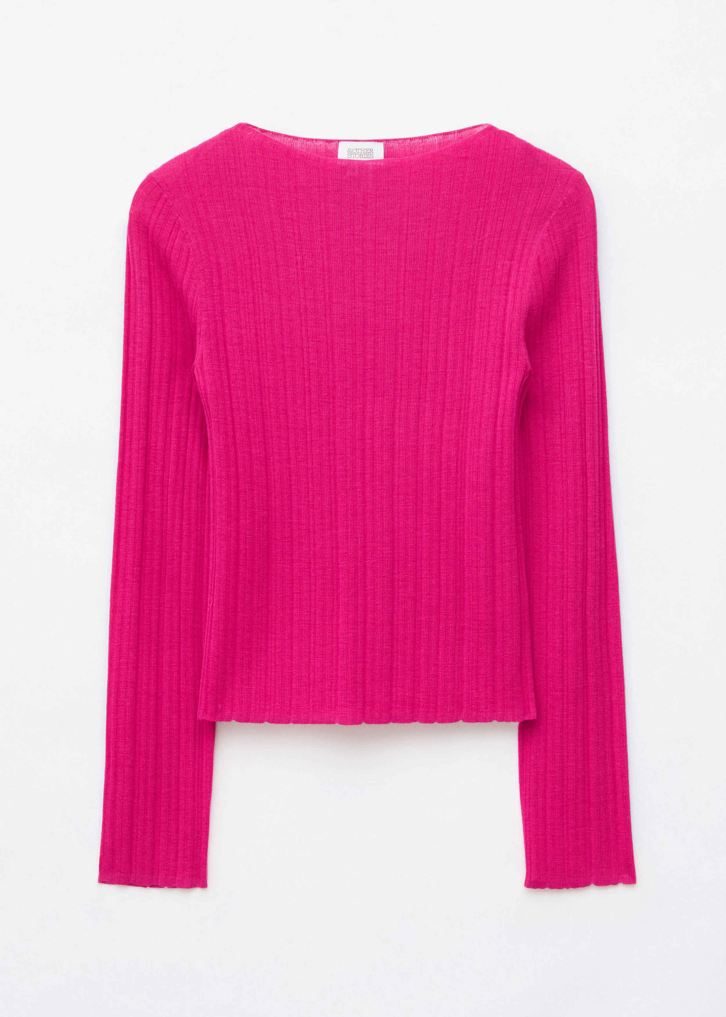 Rib-Knit Wool Boatneck Top - 1