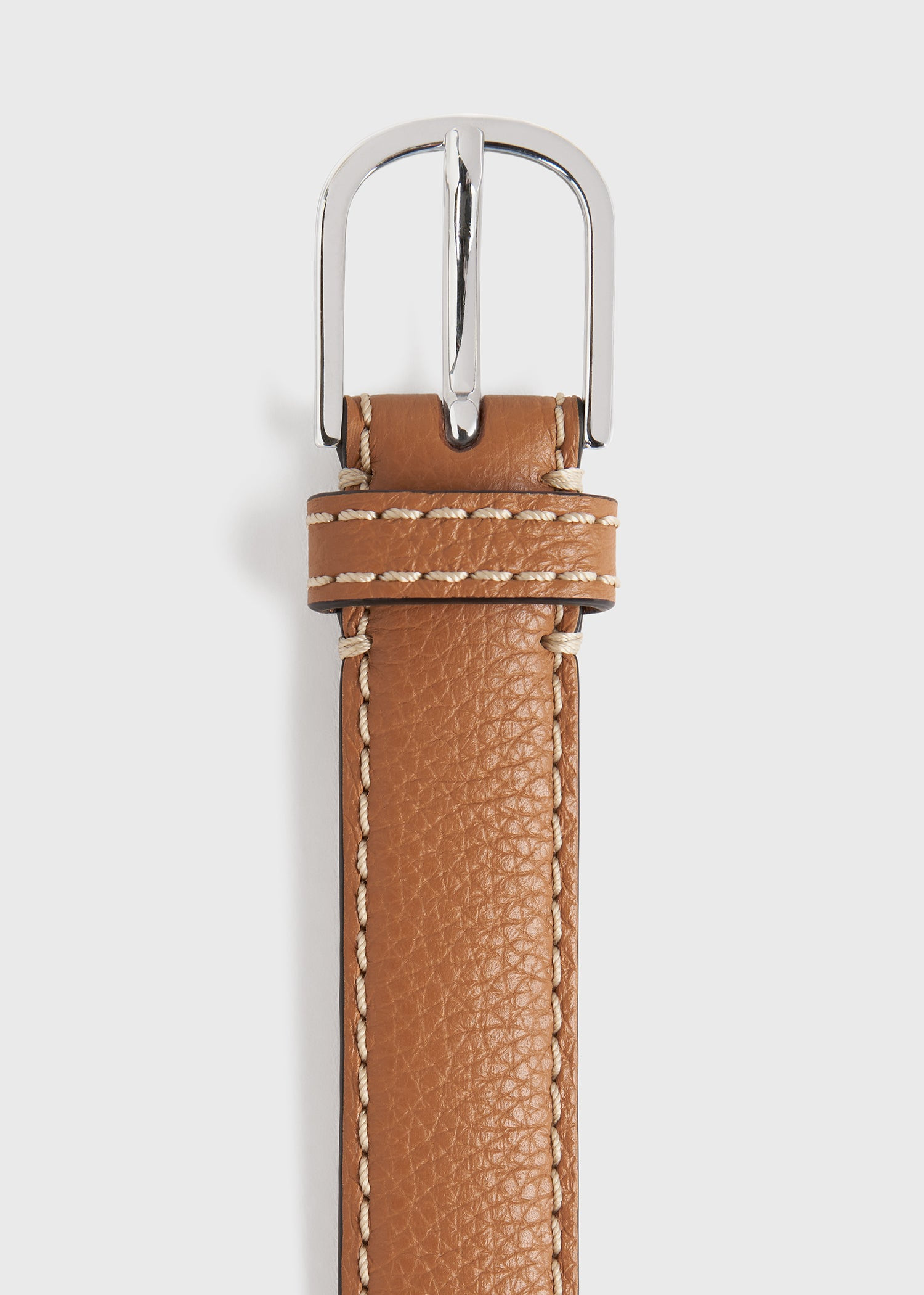 Slim trouser leather belt tan grain - 4