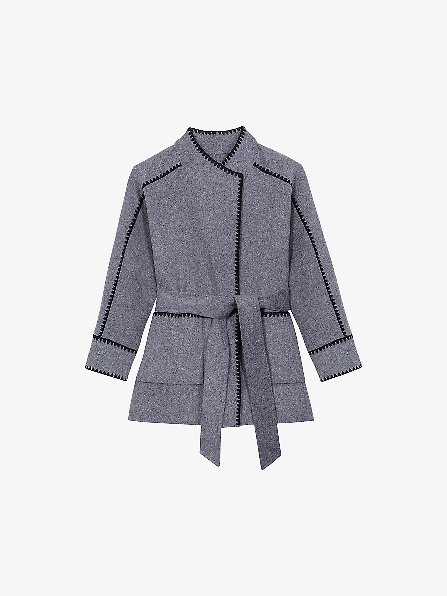 Wrap-neck double-face wool-blend coat - 1