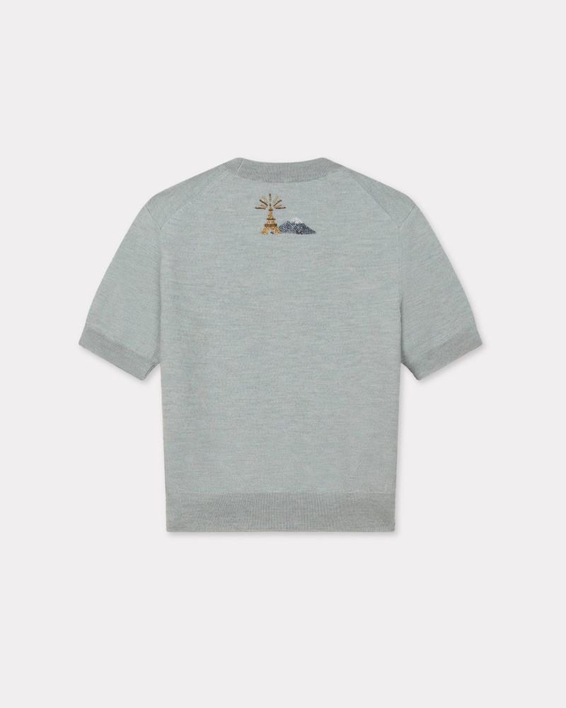 KENZO Beaded trims top in light wool outlook