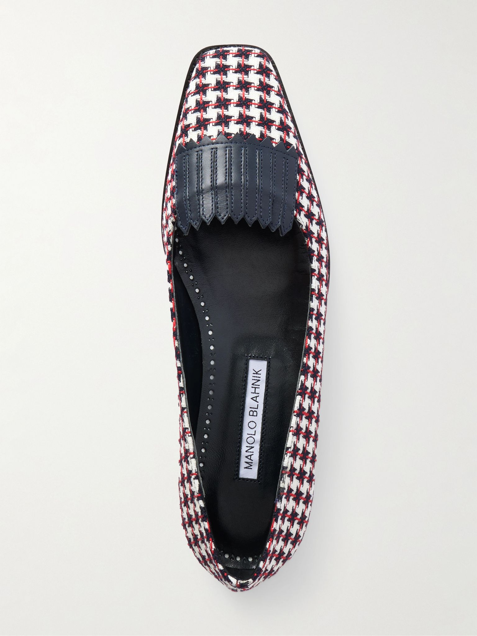 Pausaniasbi leather-trimmed embroidered tweed loafers White - 5