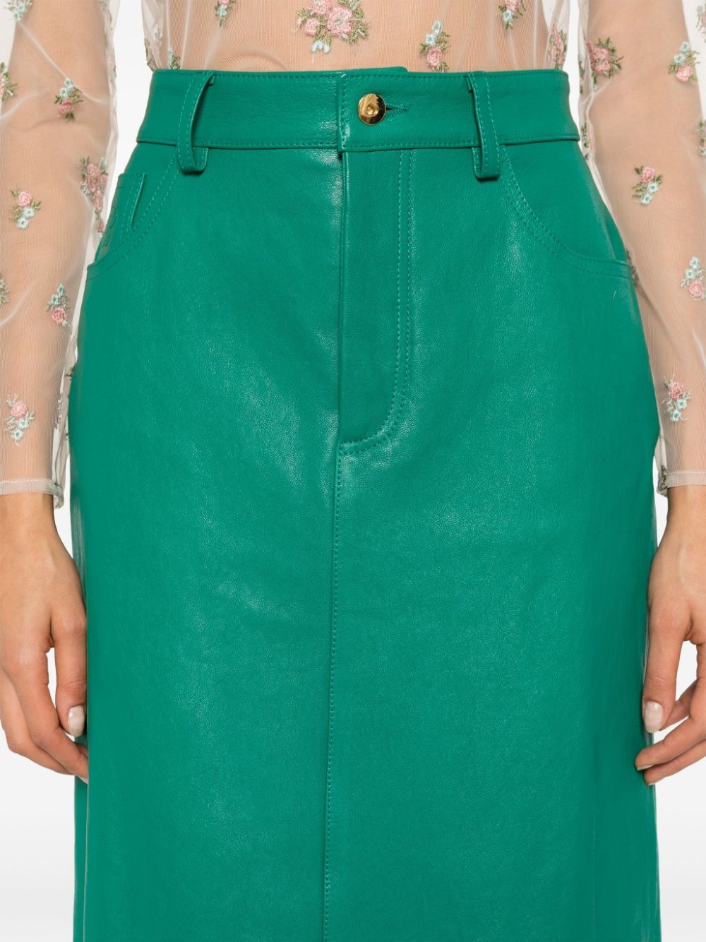 debossed-logo midi skirt - 5