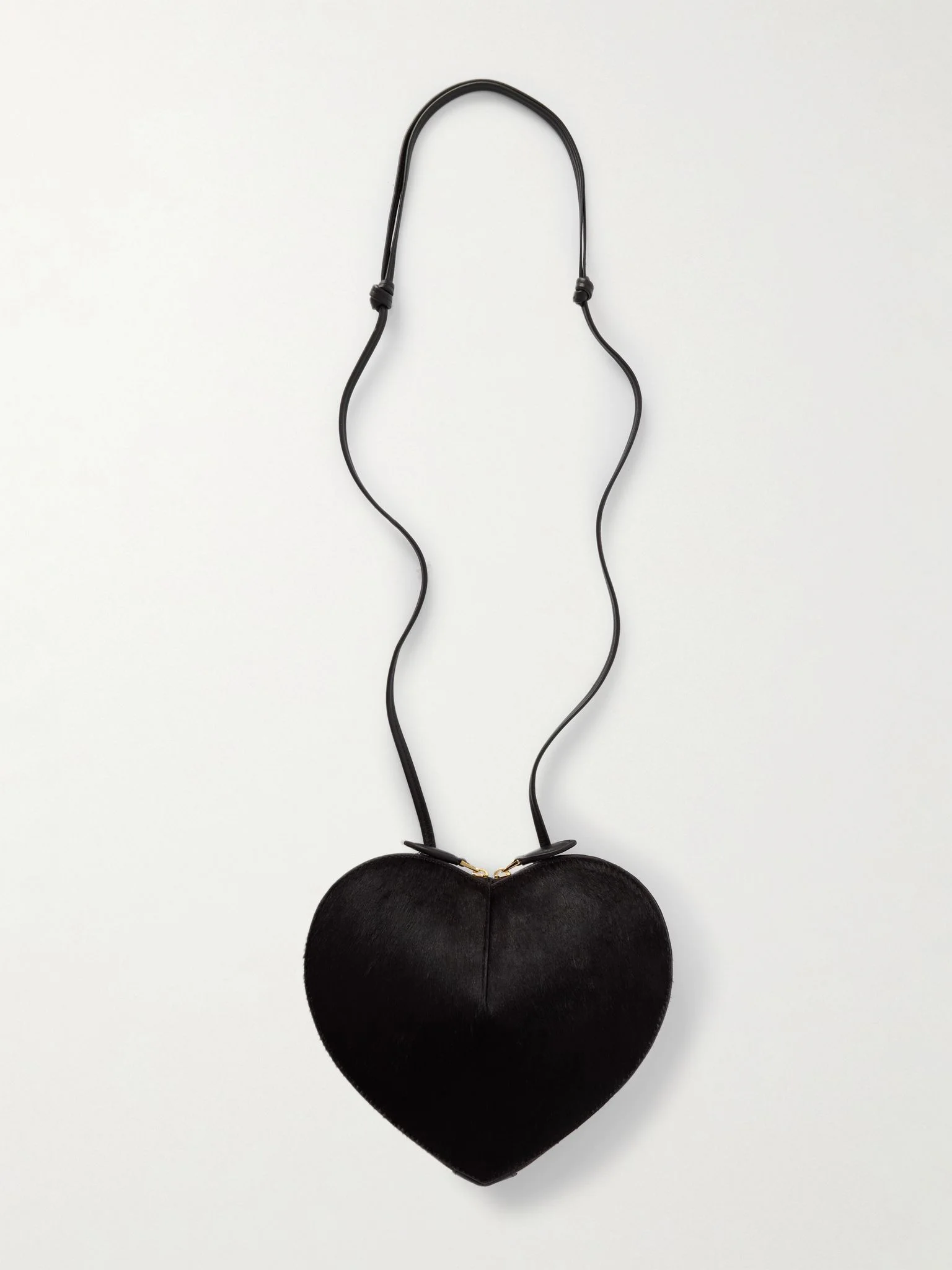 Le Coeur leather-trimmed calf hair shoulder bag Dark brown - 1