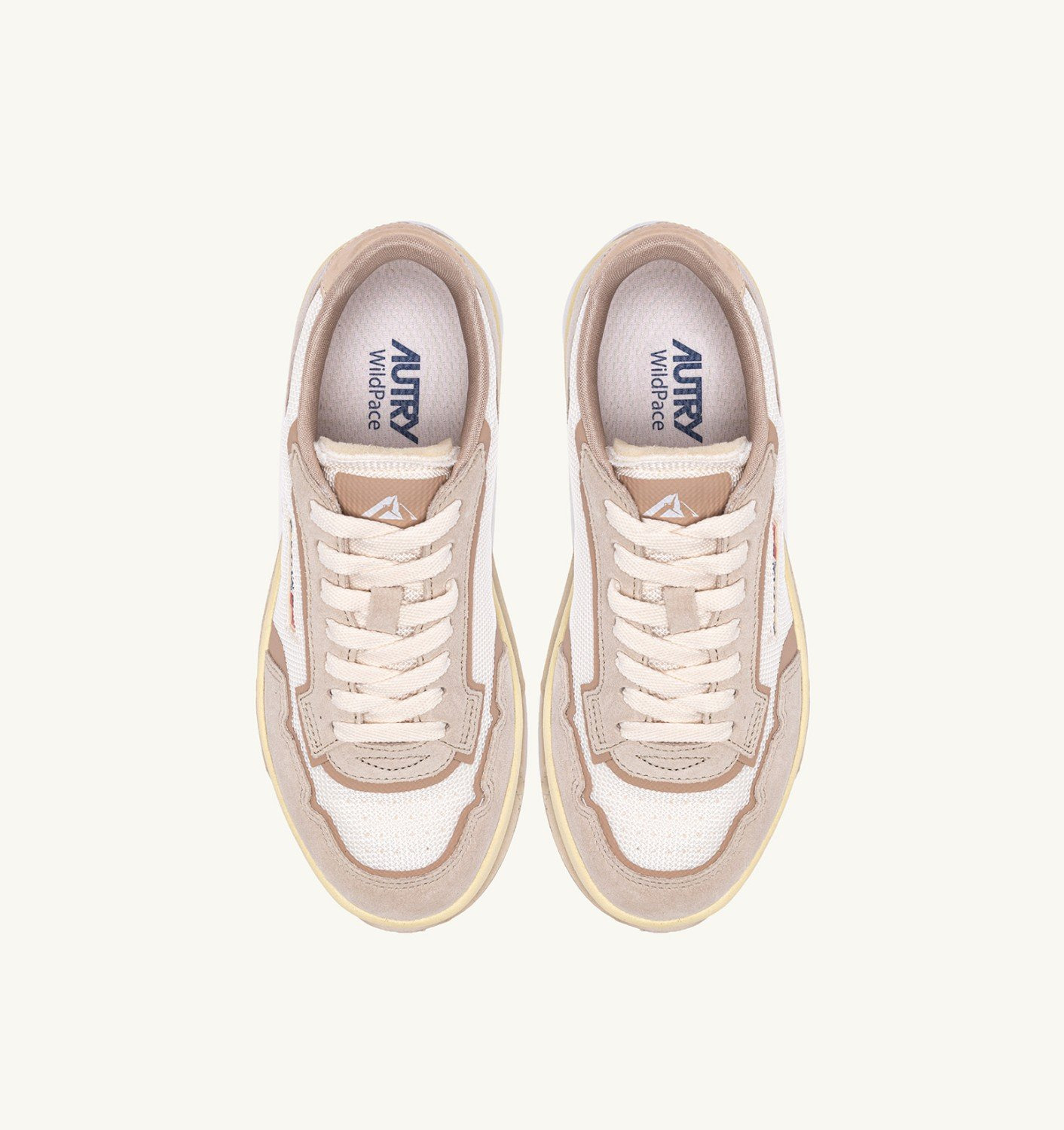 WILDPACE LOW SNEAKERS IN WHISPER WHITE AND SAND MESH AND SUEDE - 5