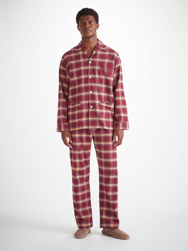 Men's Pajamas Kelburn 48 Brushed Cotton Burgundy - 2