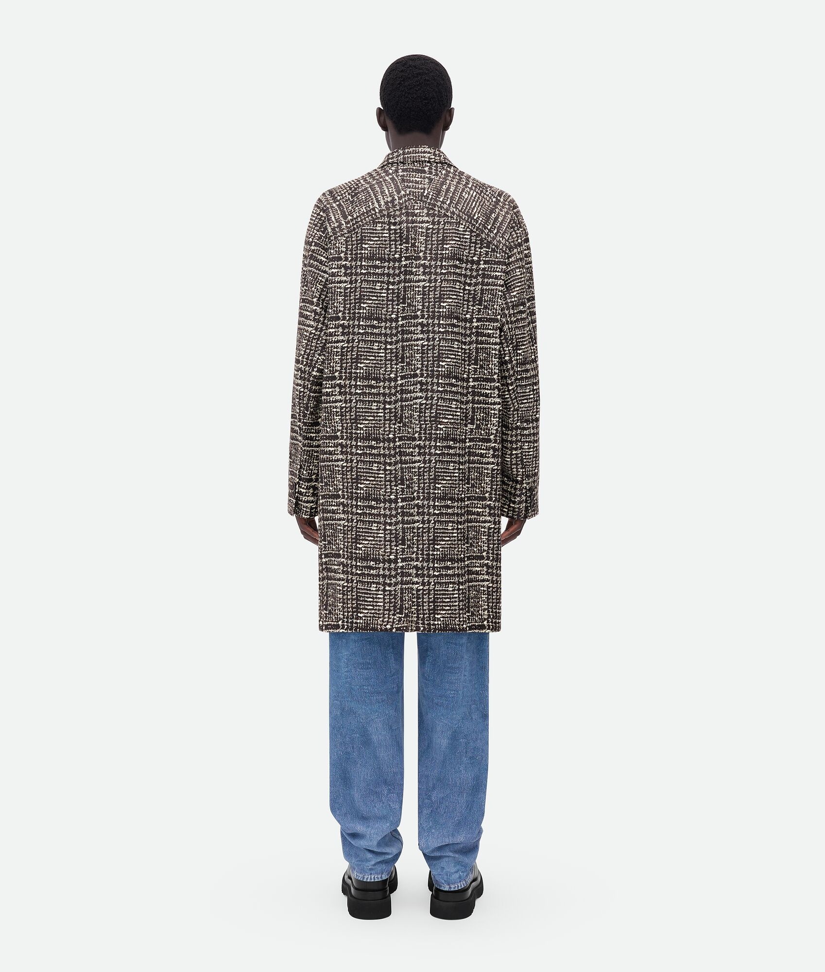 printed leather prince of wales coat - 3