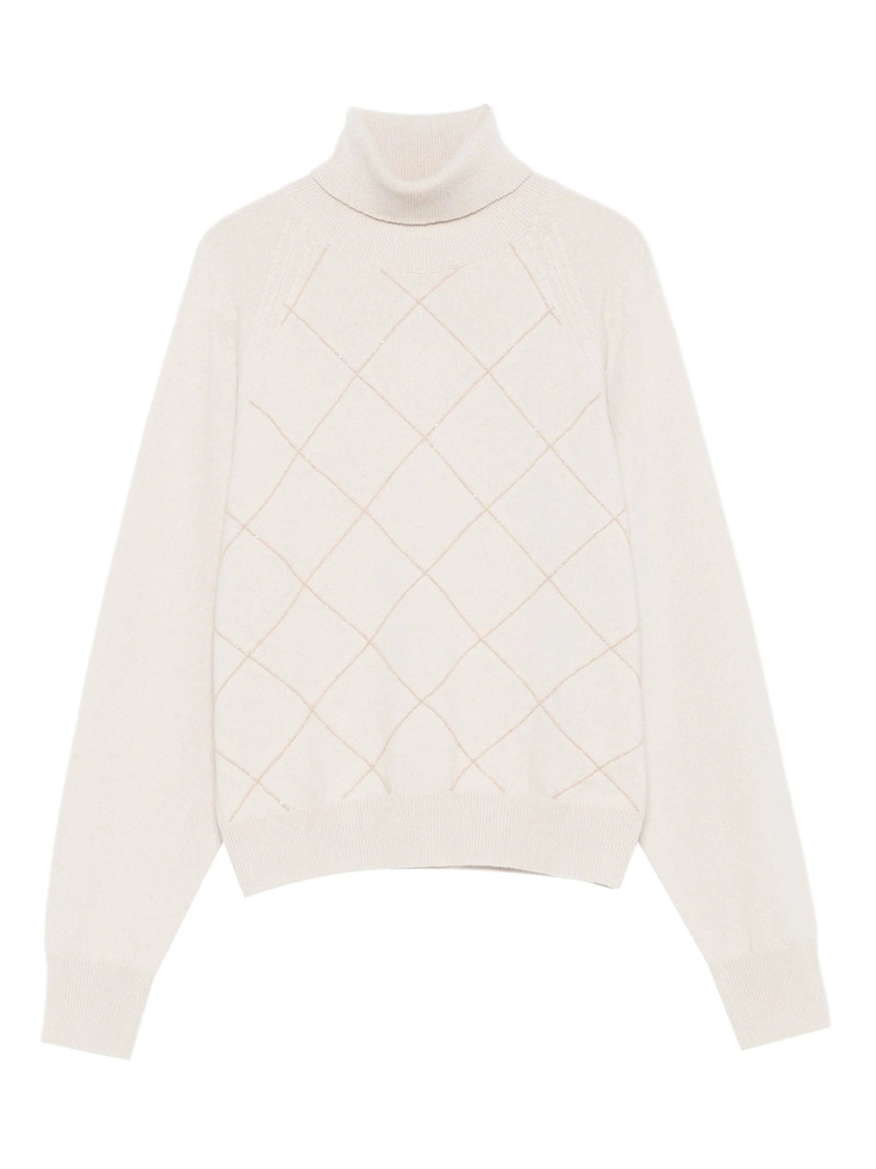 Peserico Diamond-pattern Turtleneck Sweater 1