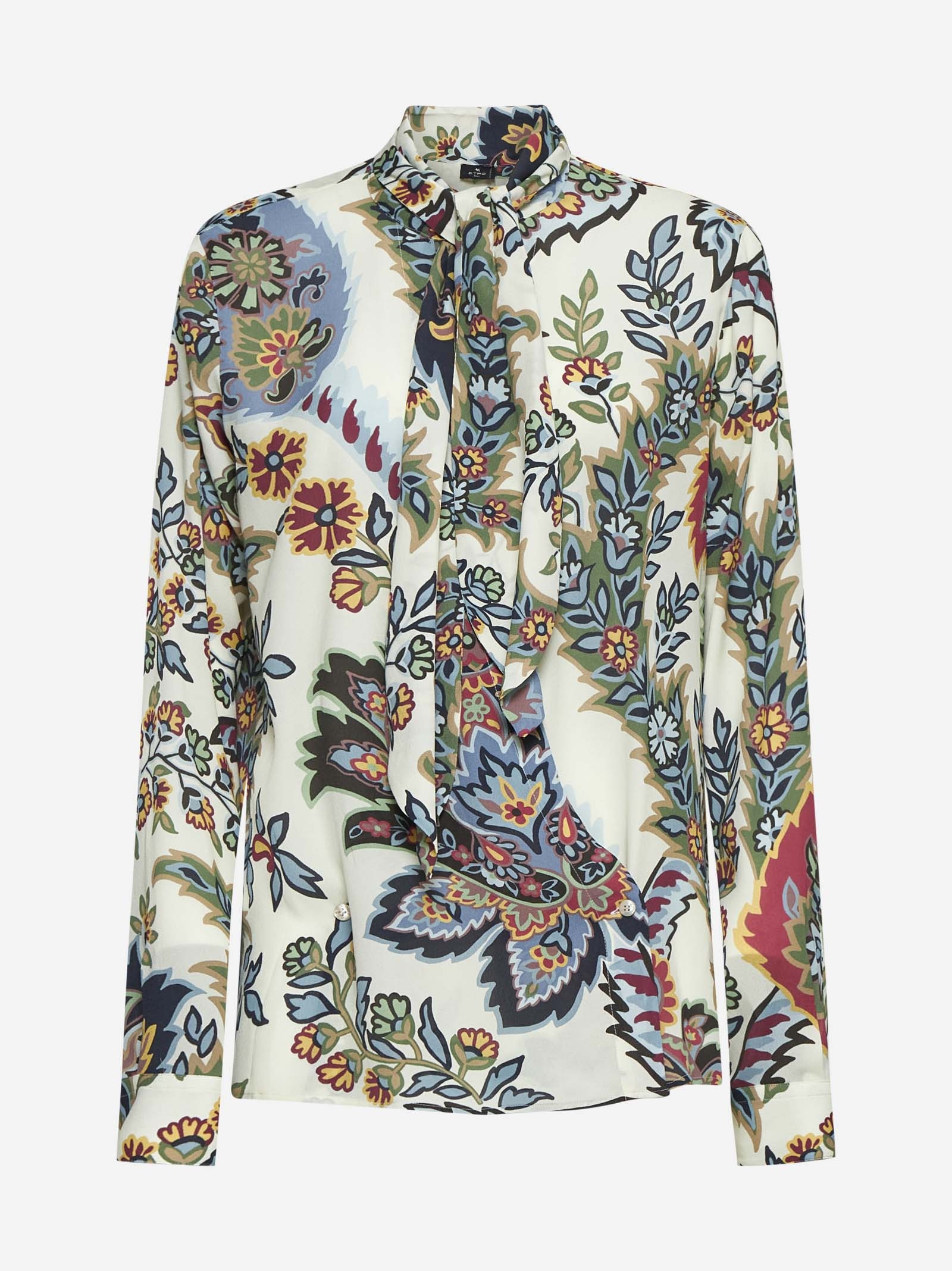 Floral print viscose shirt - 1