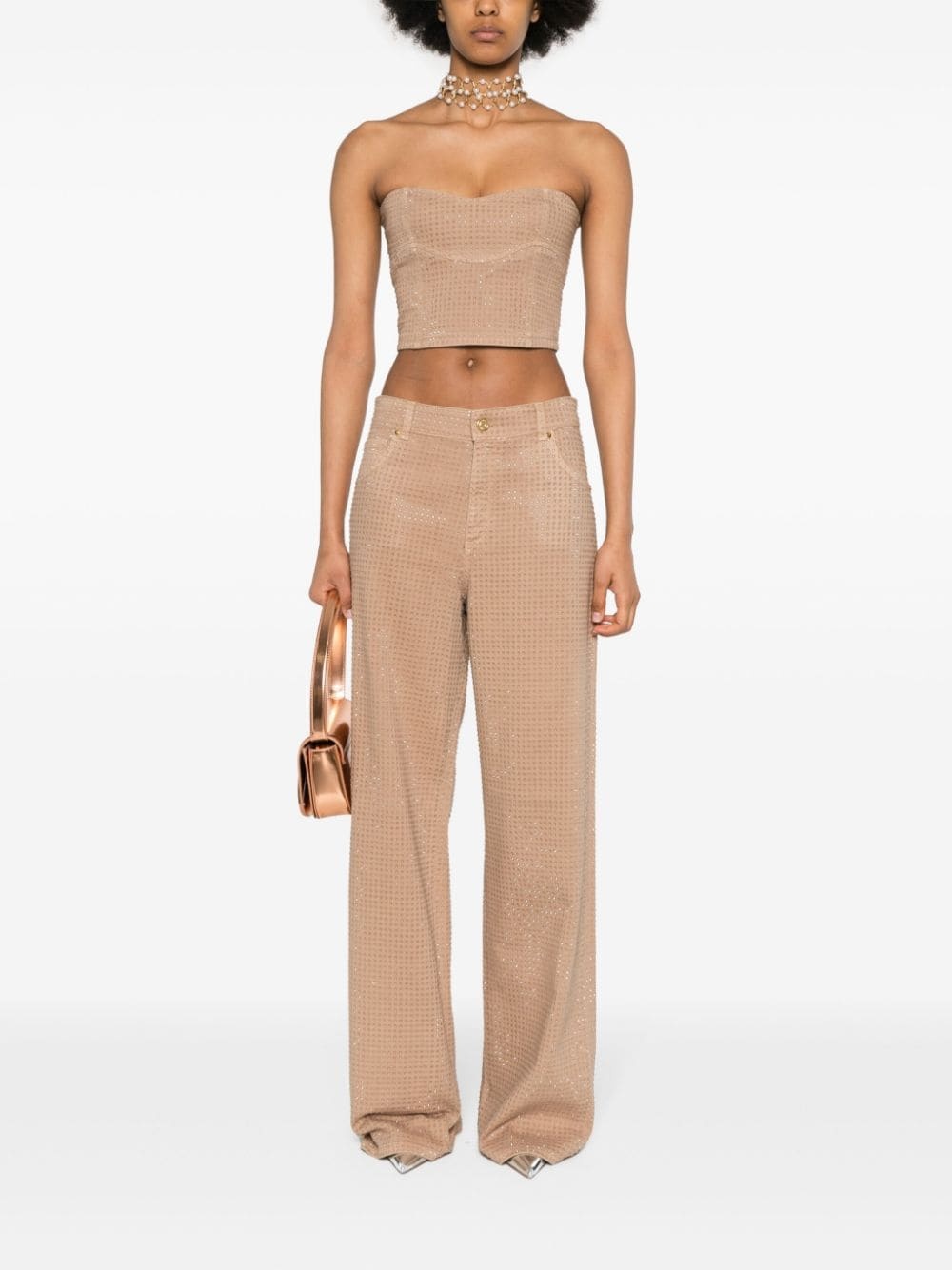 crustal-embellished strapless top - 2