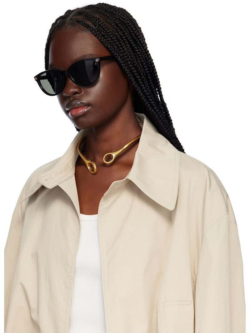Black Light Acetate GG Oval Sunglasses 4
