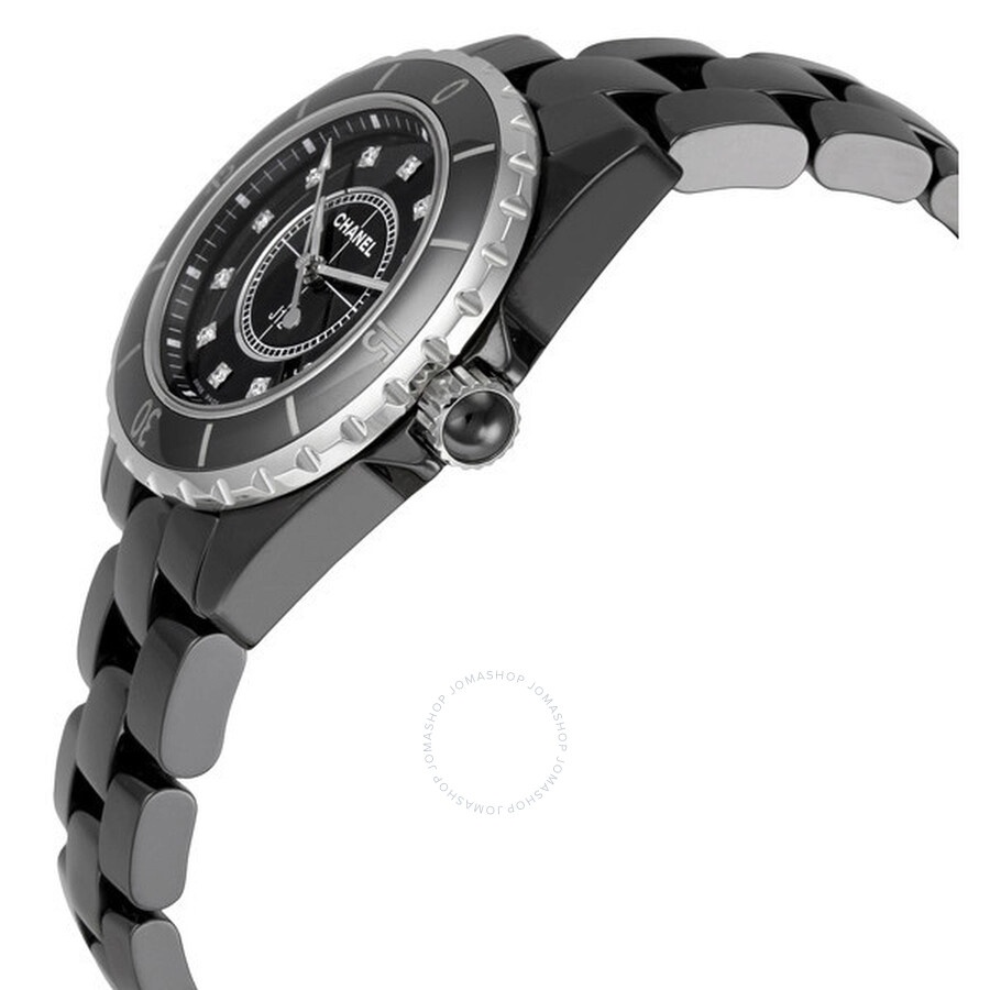 Chanel J12 Diamonds Black Ceramic Ladies Watch H1625 - 2