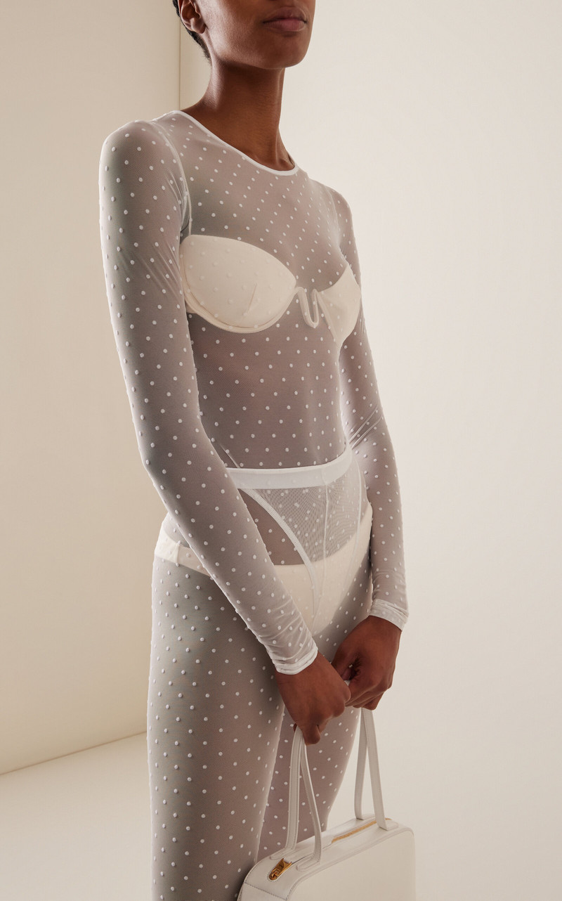 WARDROBE.NYC Polka Dot Bodysuit white outlook
