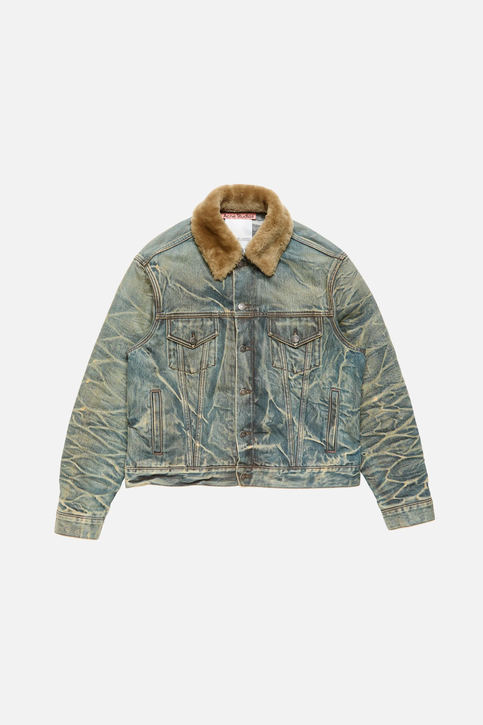 Denim jacket with fur collar - Mid blue - 1