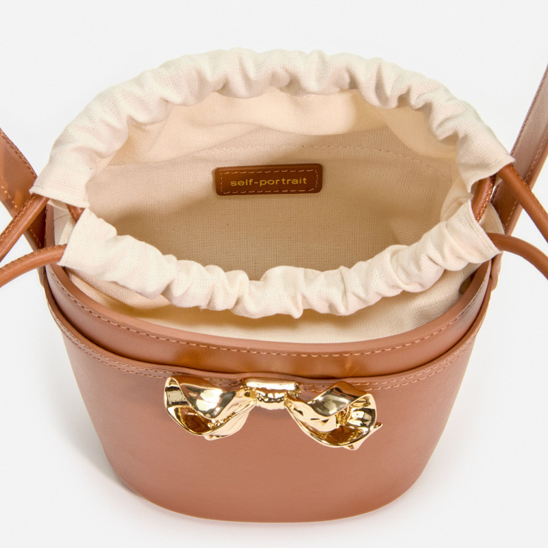 Brown Leather Shoulder Bow Bag 4