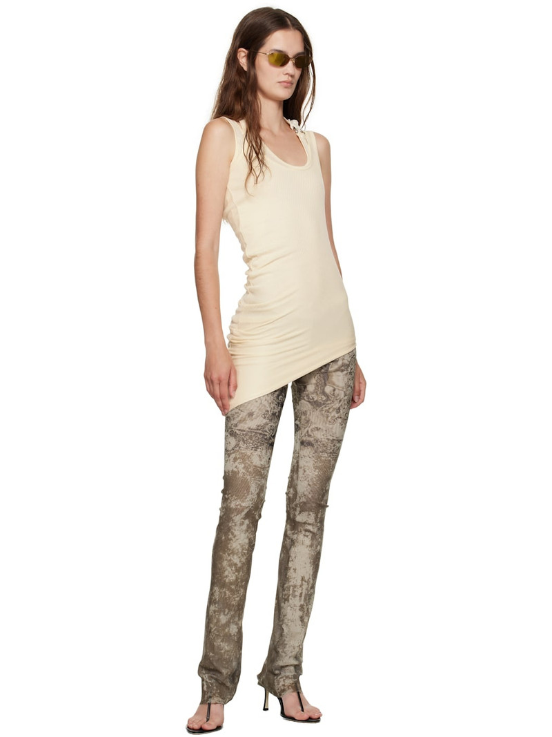 Jean Paul Gaultier Off-White Ribbed Twisted Double Layer Piercing Tank Top outlook