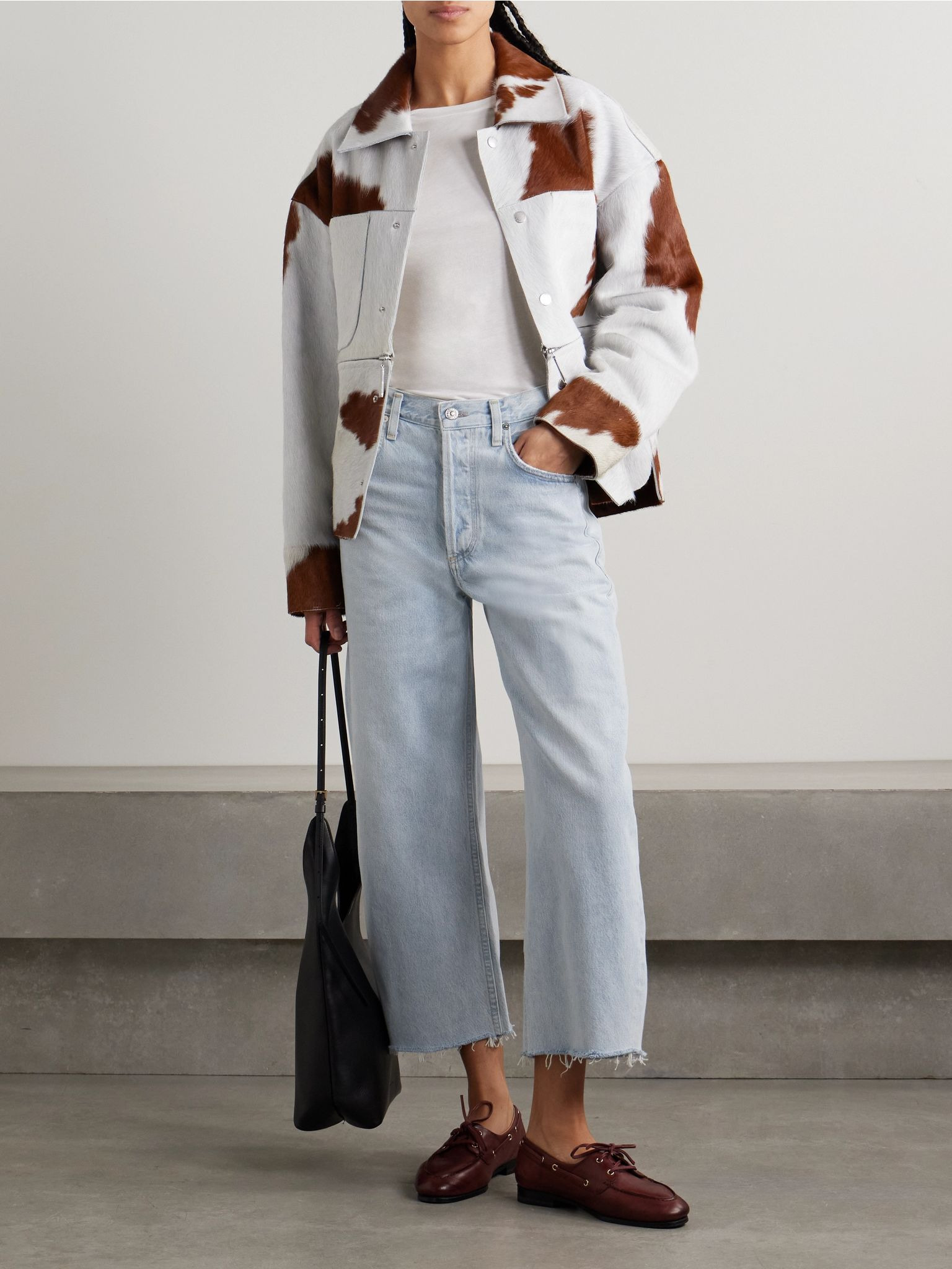 Ayla cropped frayed high-rise wide-leg jeans Light denim - 2