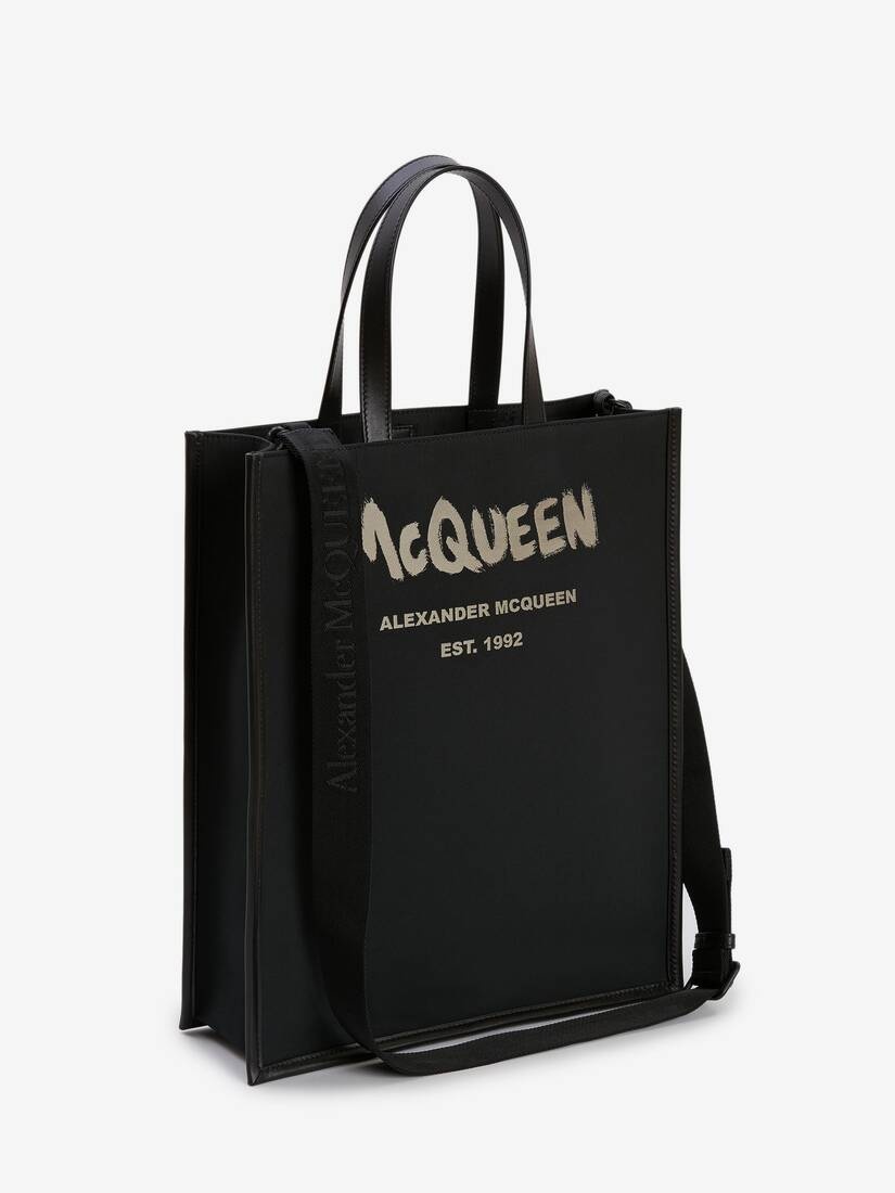 Mcqueen Graffiti Edge Tote in Black/off White - 2