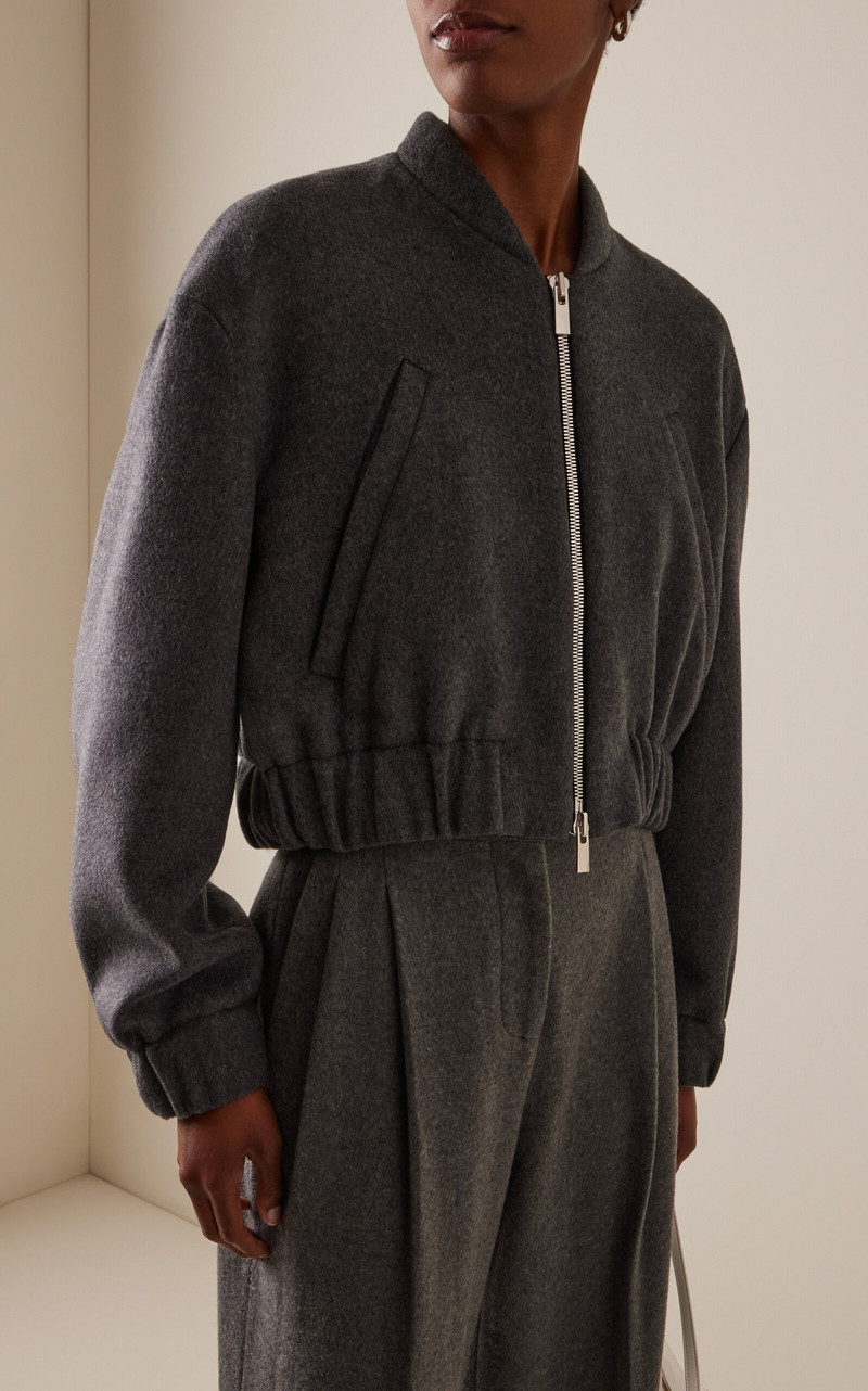 Another Tomorrow Wool Bomber Jacket light grey outlook