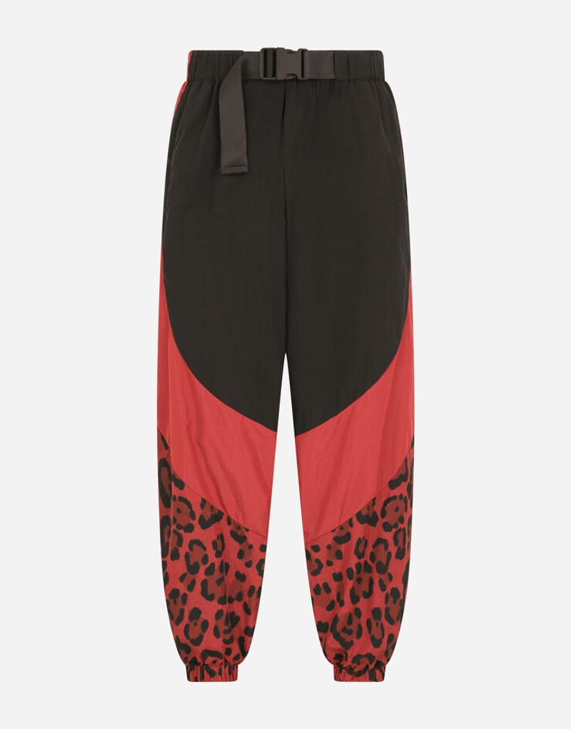 Nylon jogging pants with leopard print - 1