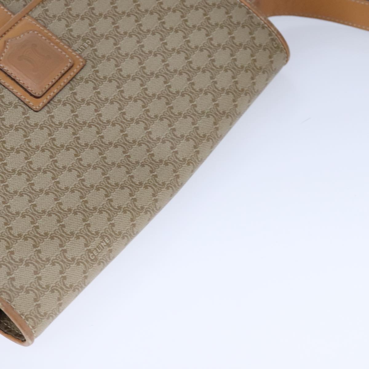 CELINE Macadam Canvas Shoulder Bag Pvc Leather Beige - 6