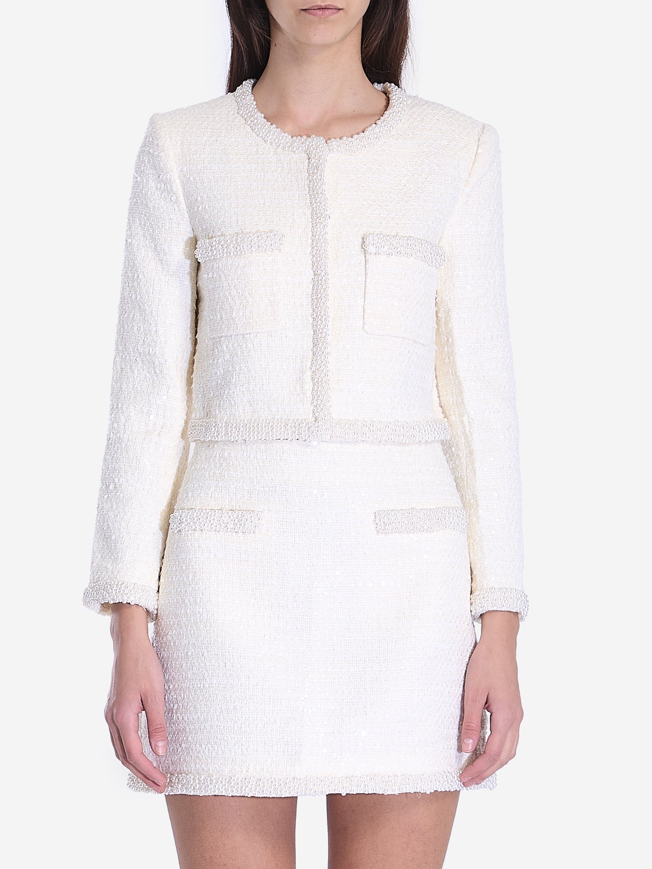 self-portrait Pearl trim jacket | leam | REVERSIBLE