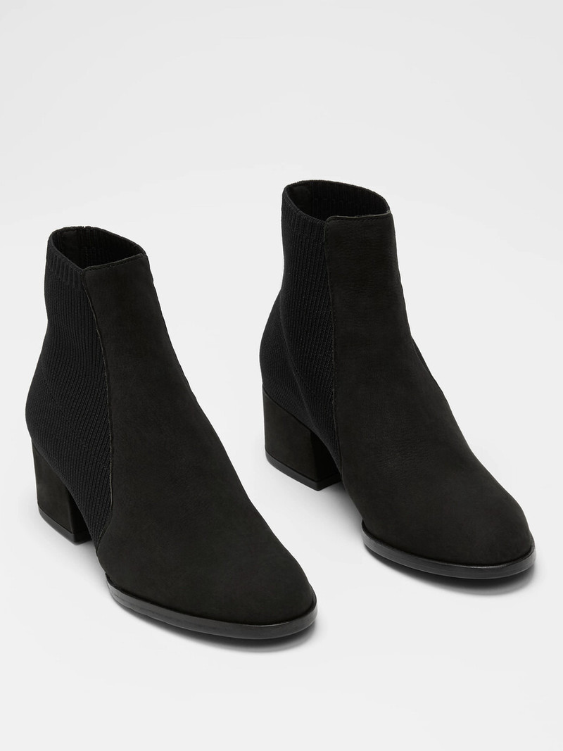 EILEEN FISHER Aesop Tumbled Nubuck and Recycled Stretch Knit Bootie outlook