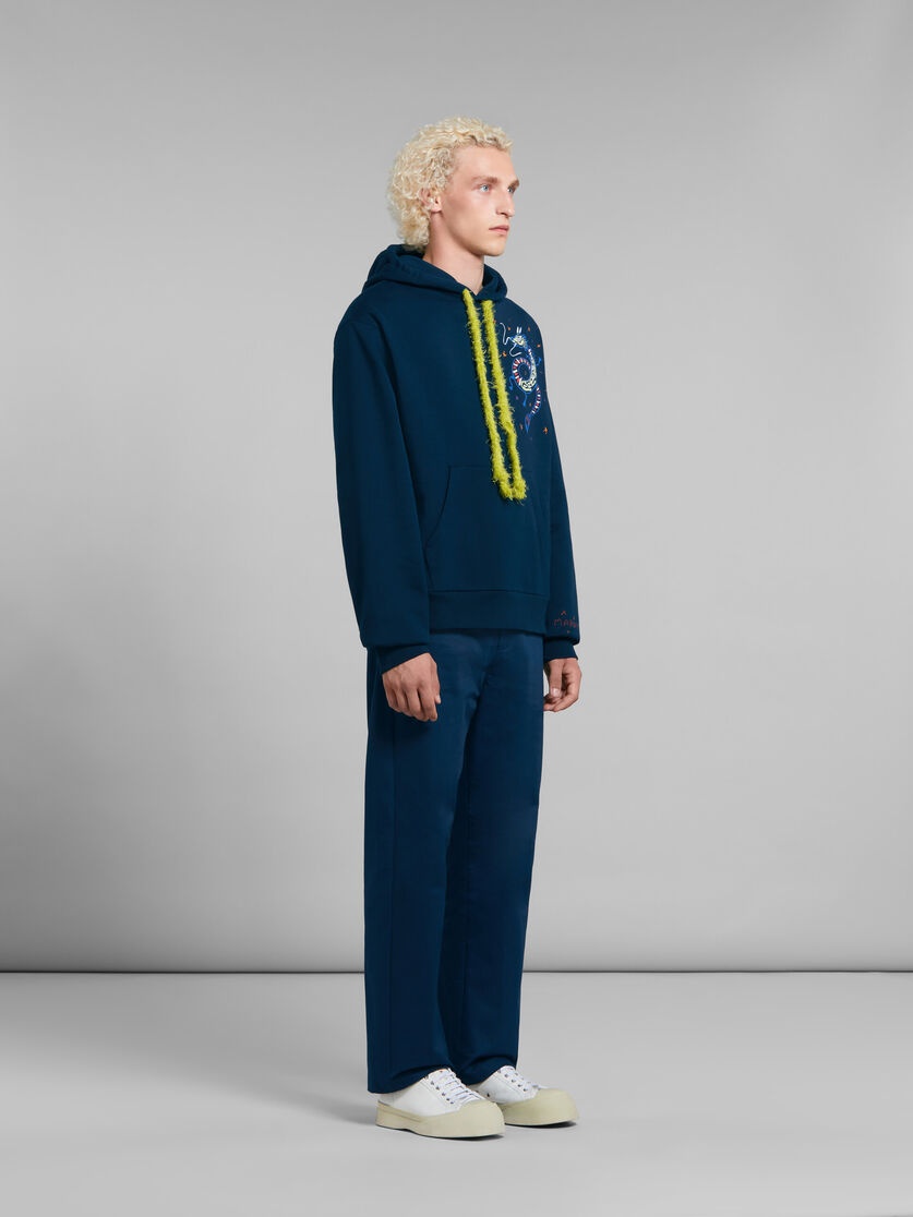 BLUE BIO JERSEY HOODIE WITH DRAGON PRINT - 5