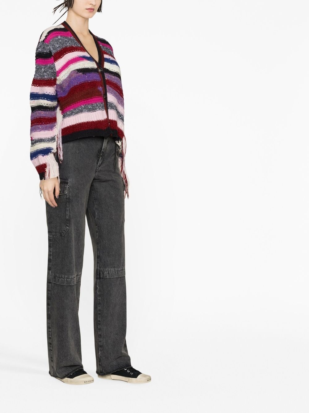 striped fringed cardigan - 3