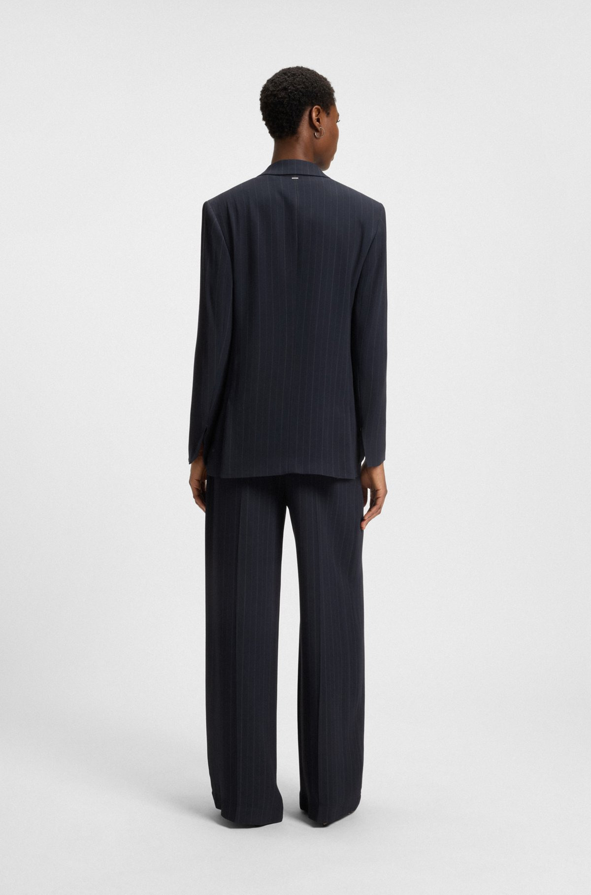 RELAXED-FIT PINSTRIPE BLAZER WITH CONCEALED CLOSURE - 4