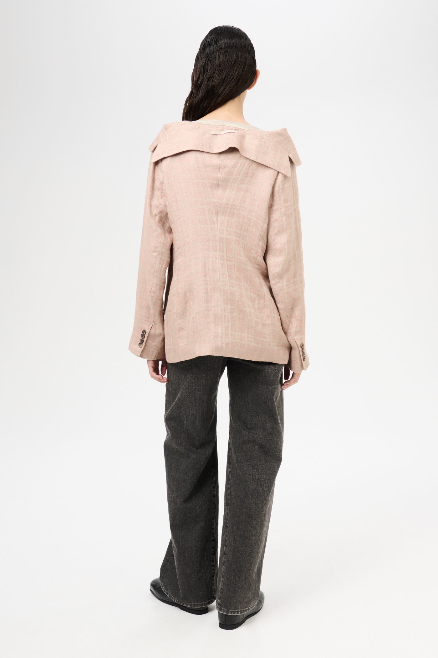 Kaonashi Blazer Hammock Check Crumpled Linen - 7