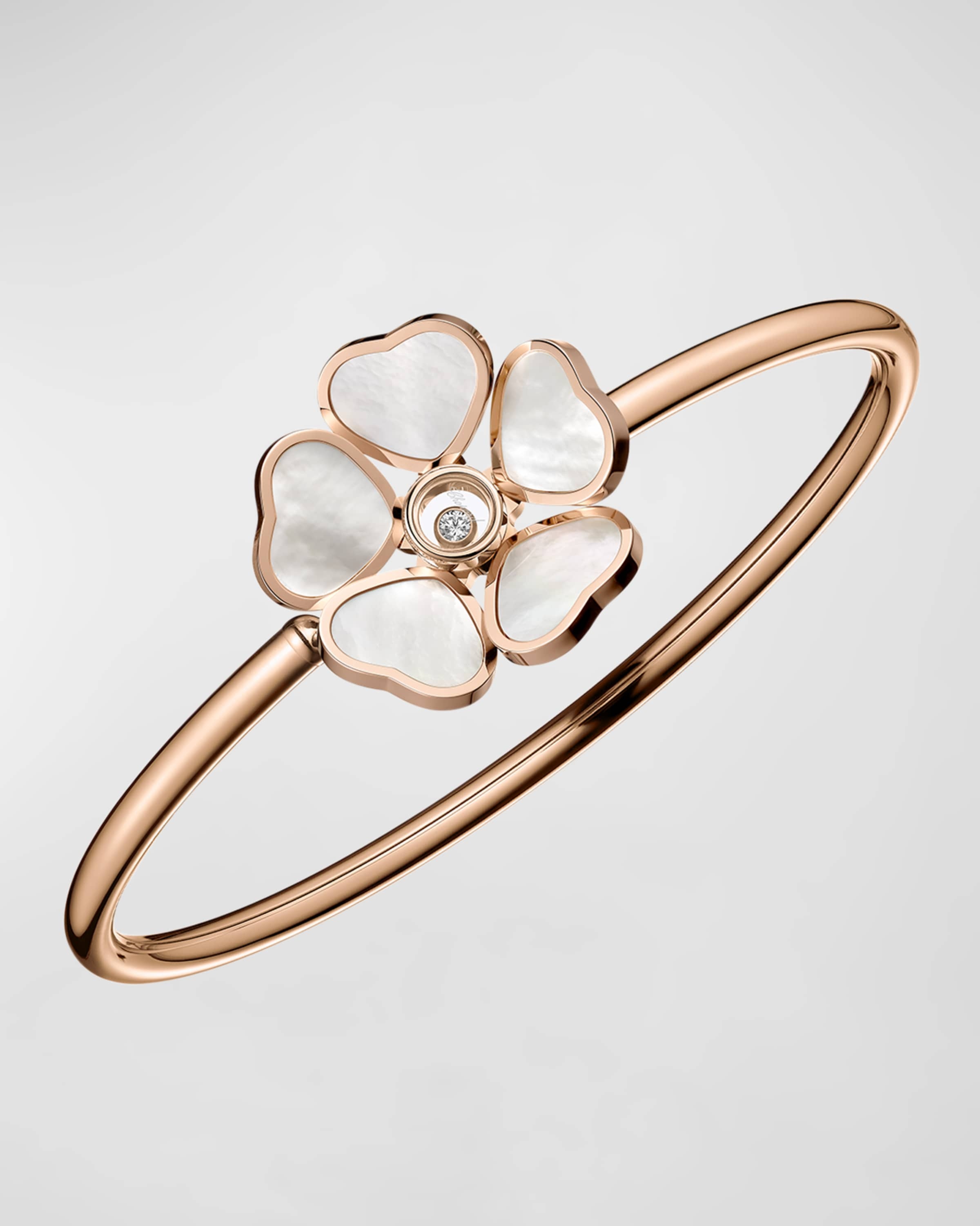Happy Hearts 18K Rose Gold Mother-of-Pearl & Diamond Bracelet, Size Medium - 1