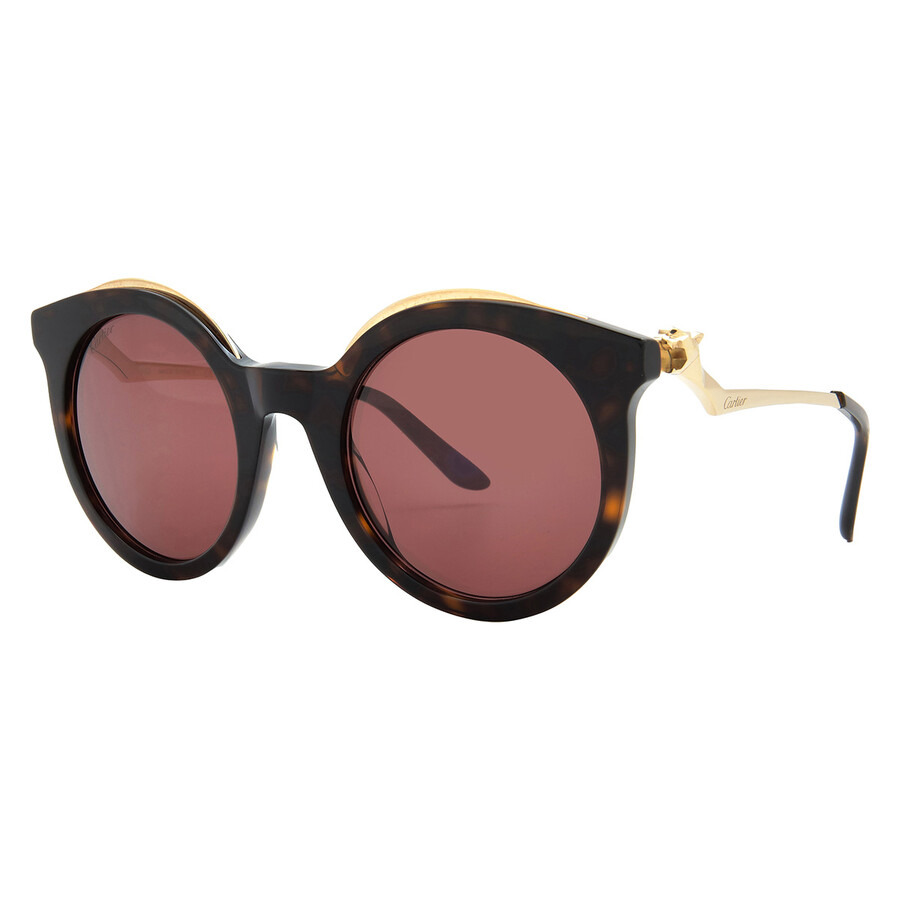 Cartier Panthere de Cartier Burgundy Phantos Ladies Sunglasses CT0118S 002 52 - 2