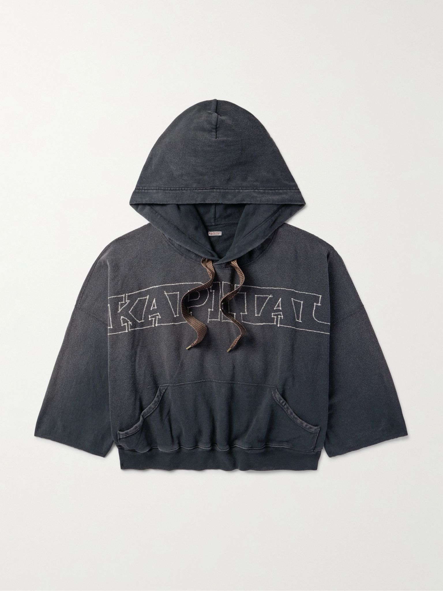 Oversized Logo-Embroidered Cotton-Jersey Hoodie Gray - 1