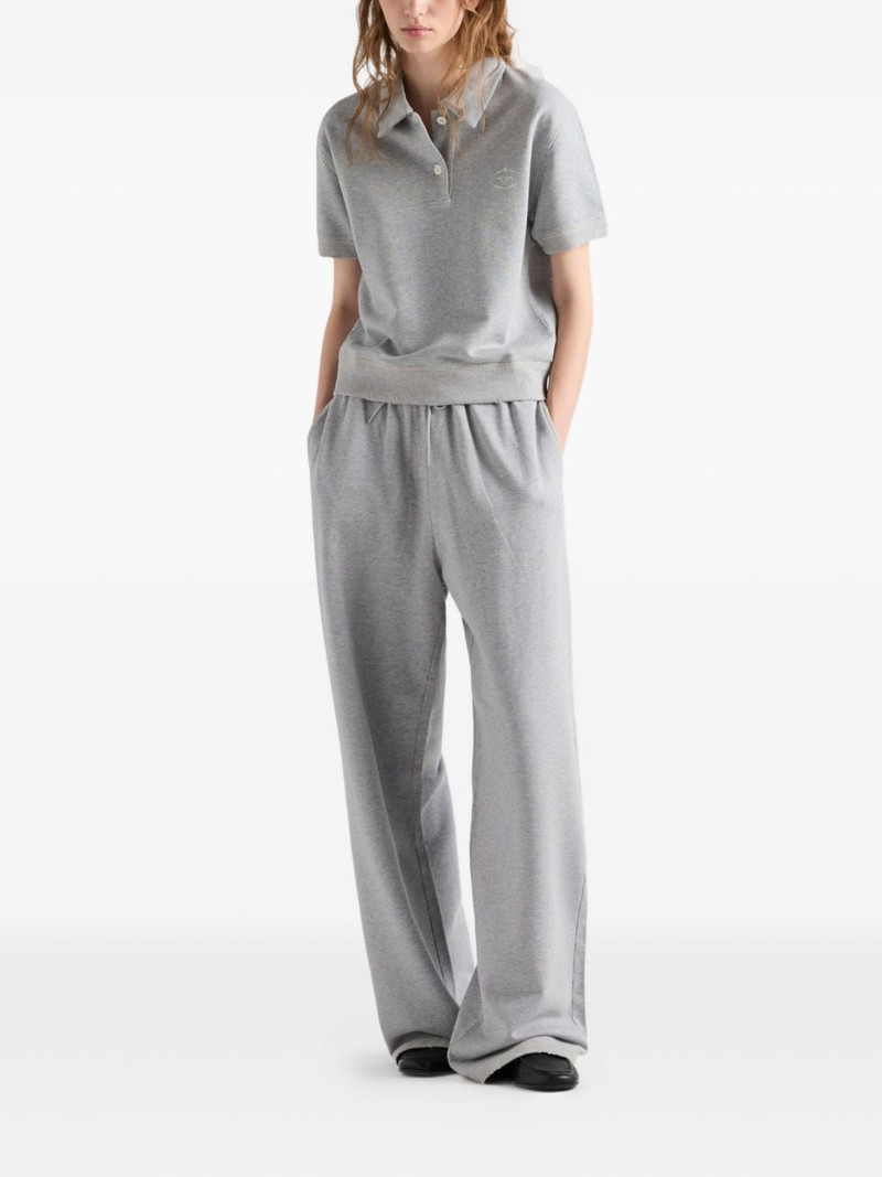 Prada logo-embroidered ribbed-knit polo shirt outlook