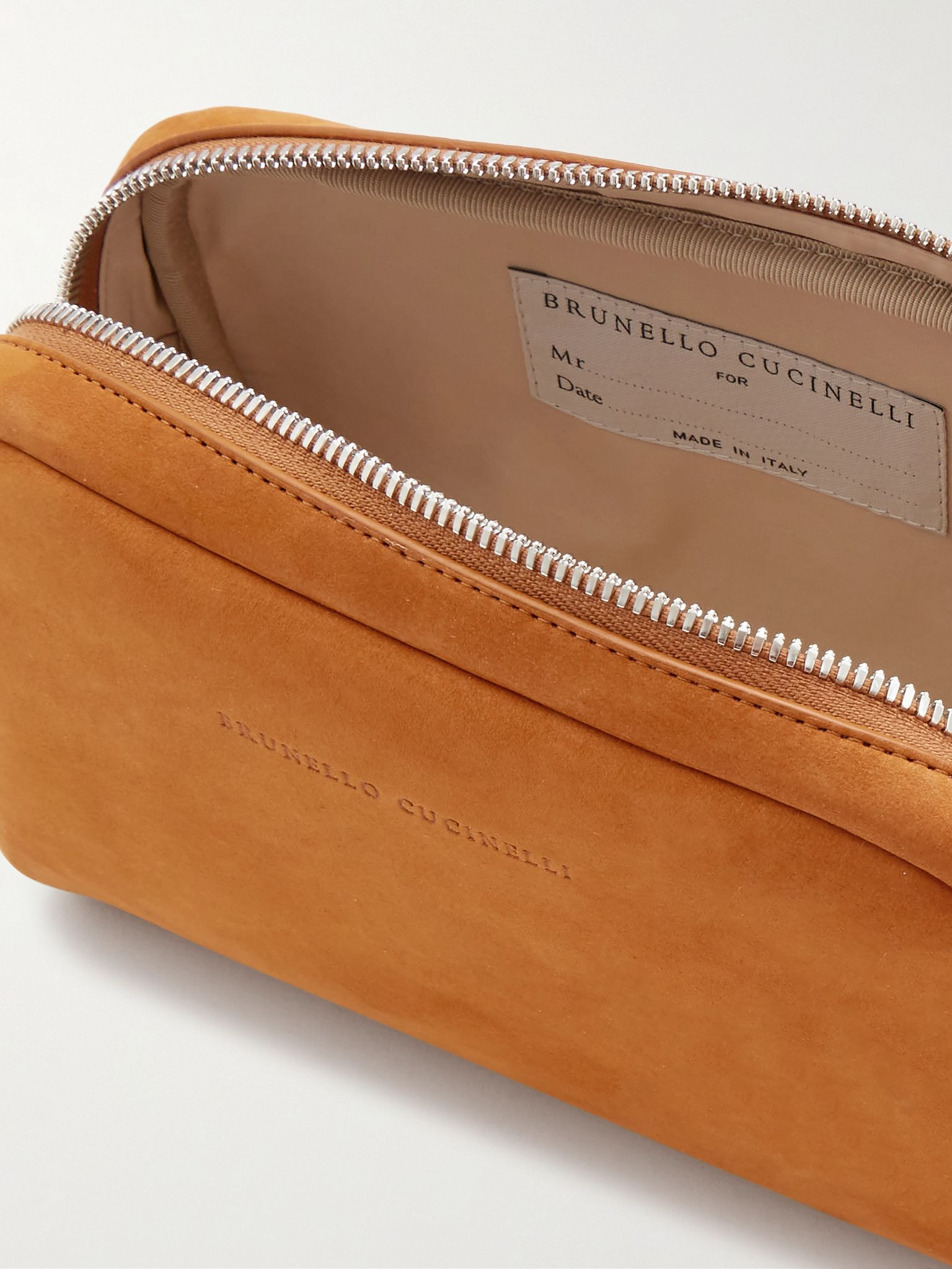 Suede Wash Bag Tan - 4