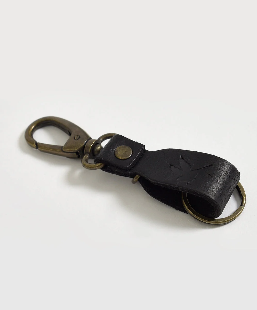 One Teaspoon Leather Keyring - Worn Black - 1