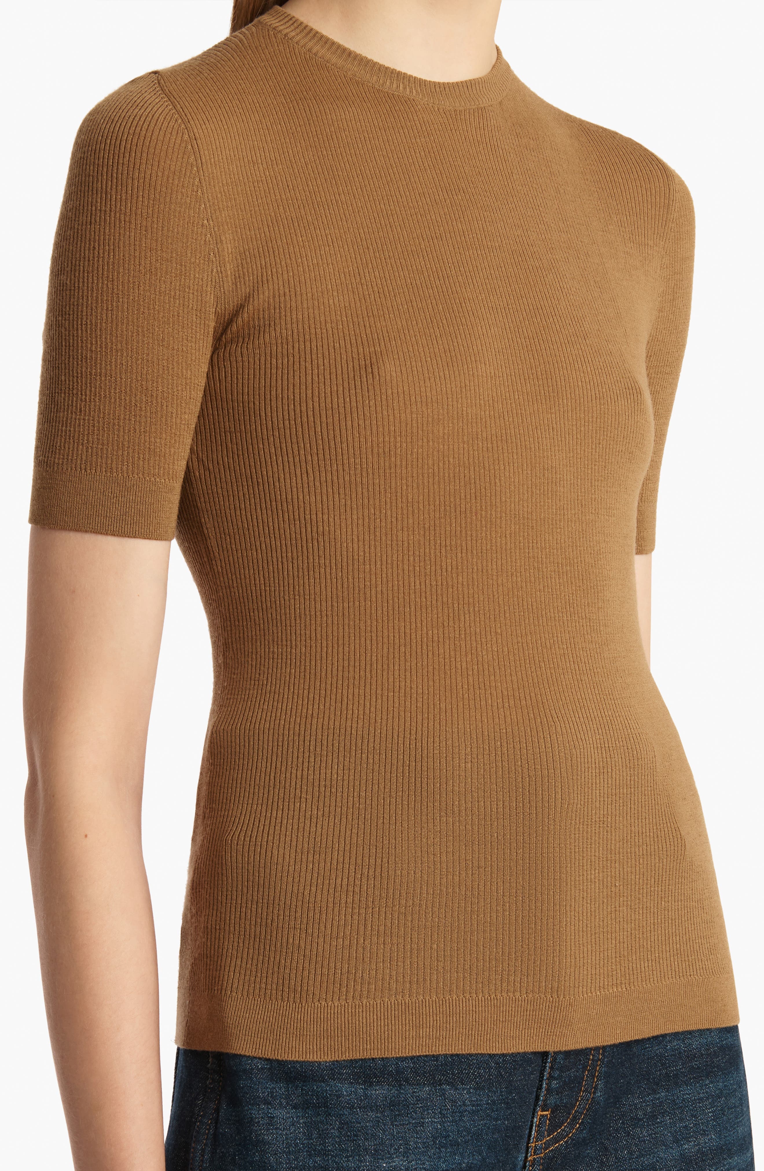 Khaite Celina Merino Wool Blend Rib Sweater in Maple at Nordstrom - 3