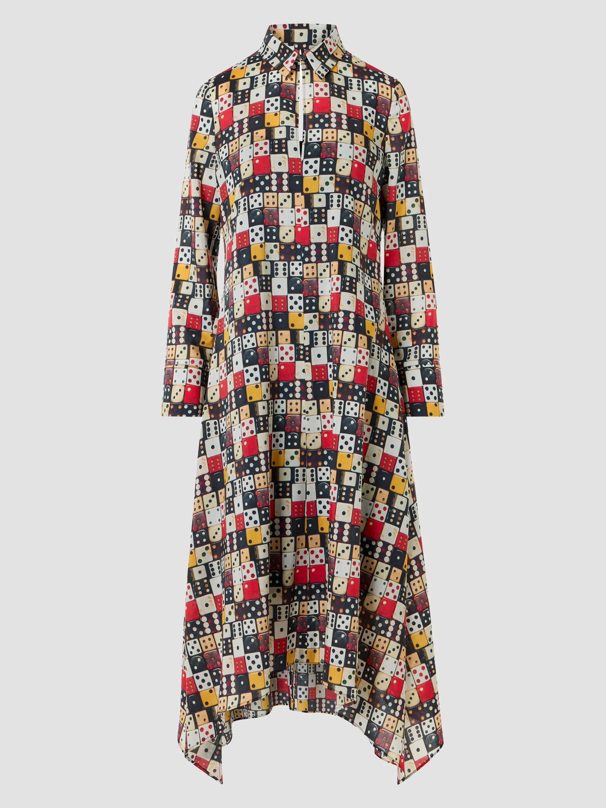 Women's Small Dice-Print Wool Shirtdress - Multicolor - 1