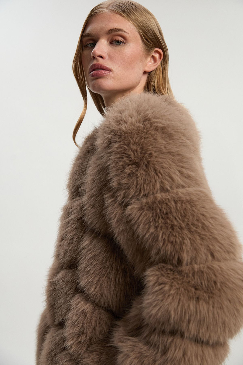 Faux Fur Panelled Long Sleeve Jacket 3