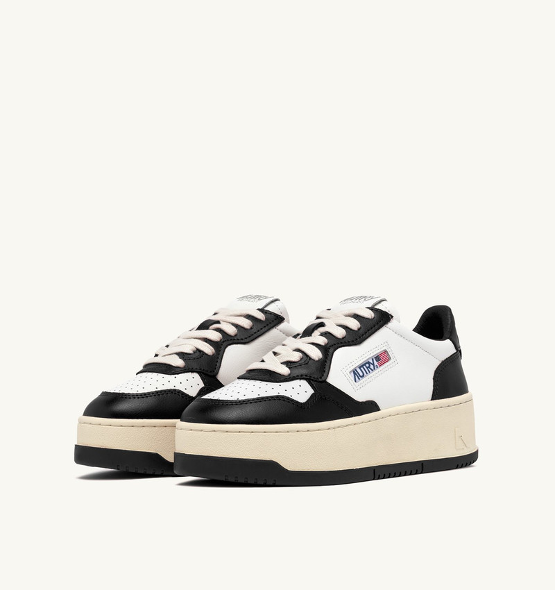 AUTRY MEDALIST PLATFORM SNEAKERS IN WHITE AND BLACK LEATHER outlook