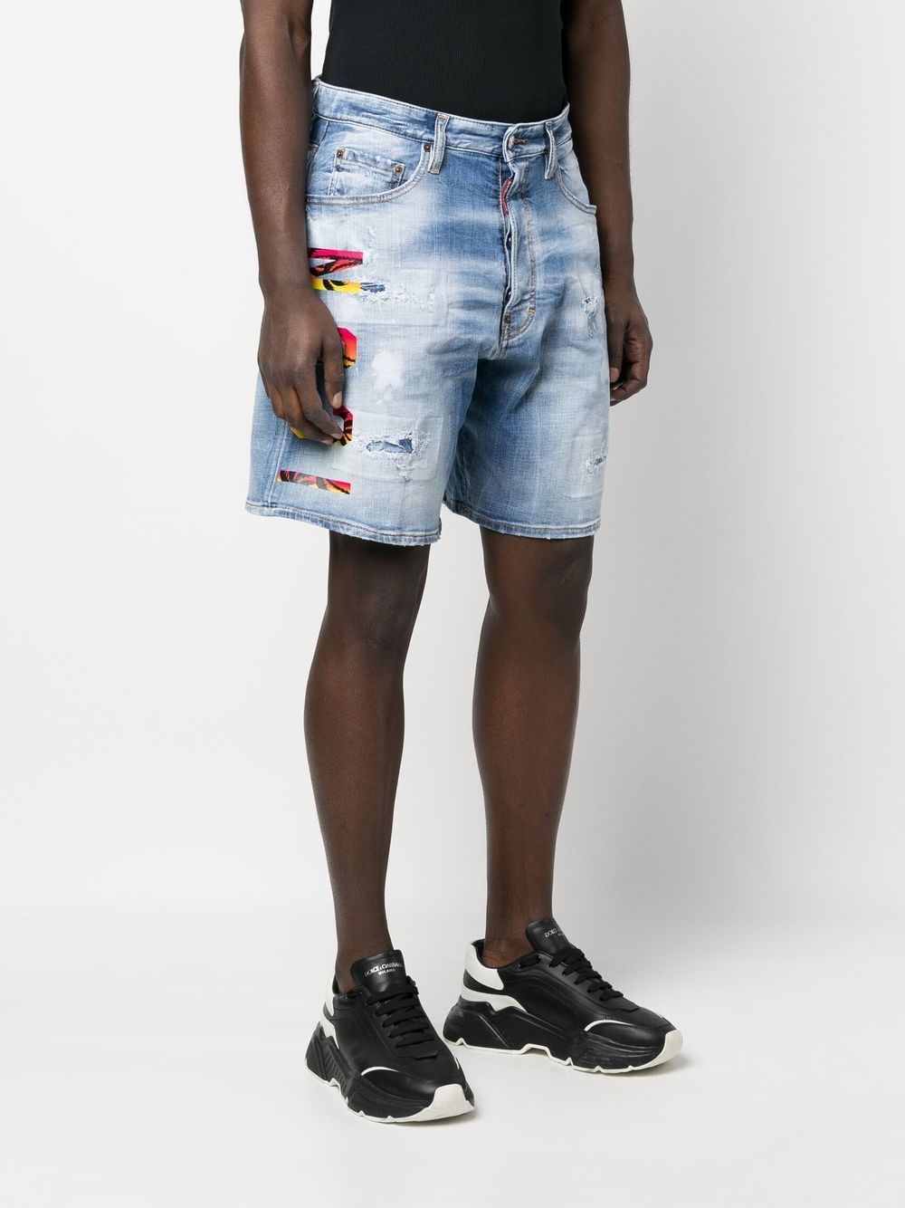 distressed wide-leg shorts - 3