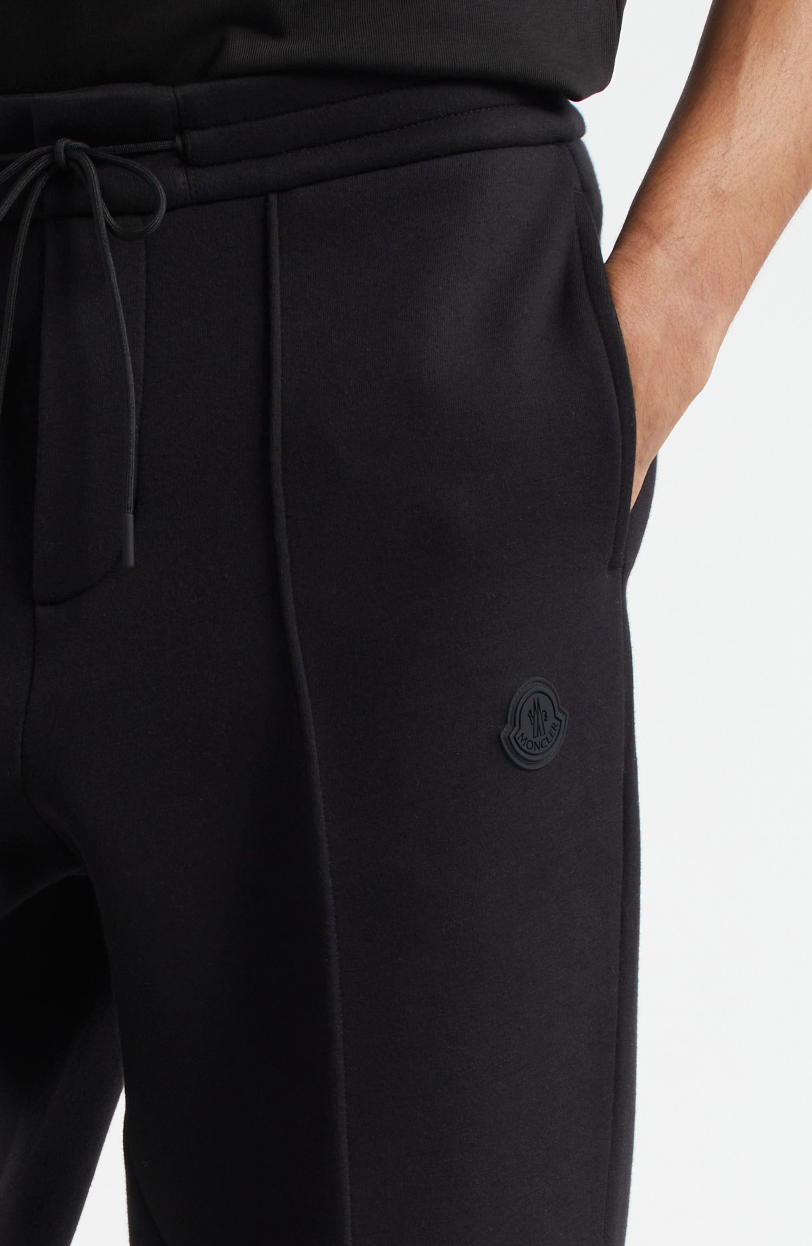 Moncler Logo Patch Pintuck Sweatpants in Black at Nordstrom - 4