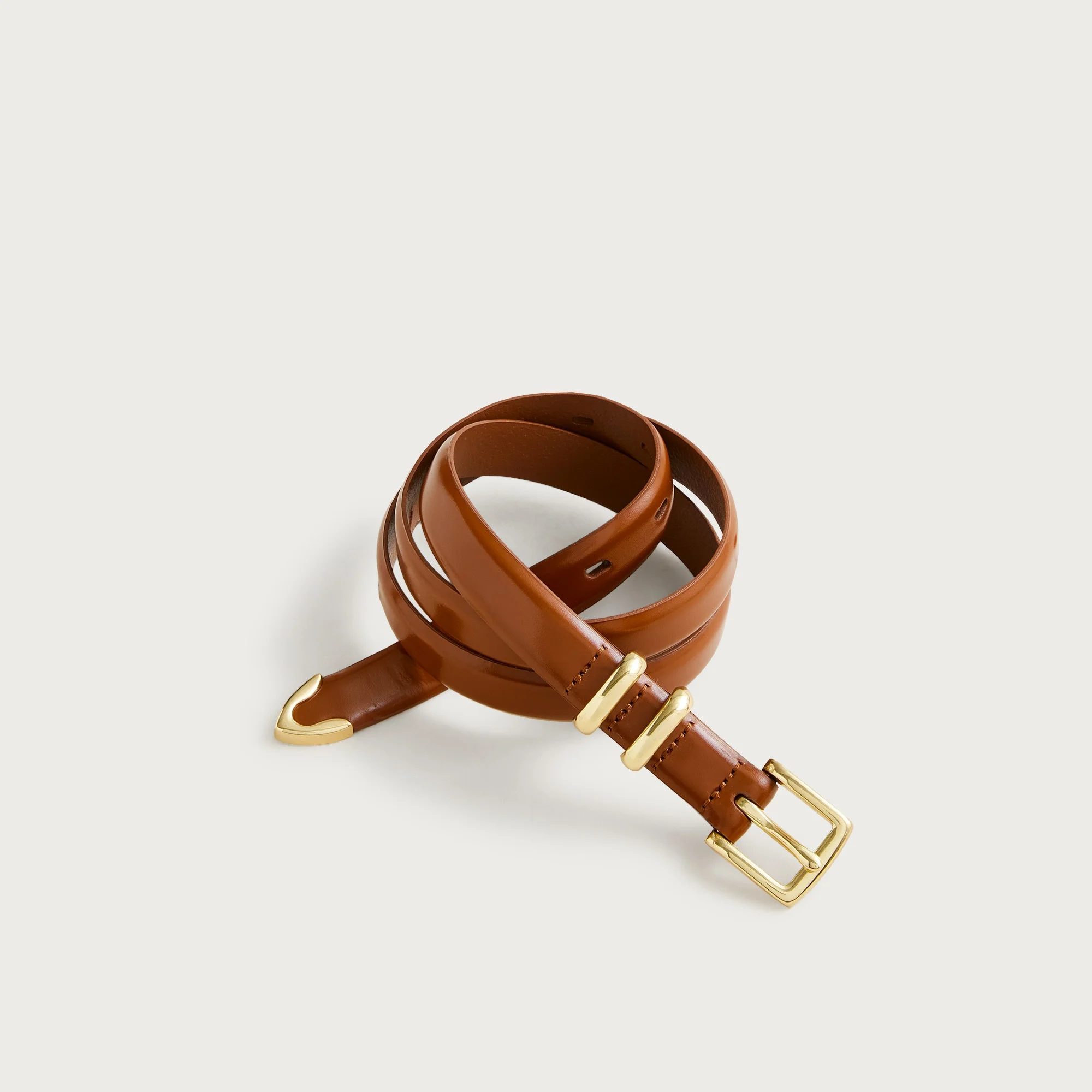 Thin spazzolato Italian leather belt - 1