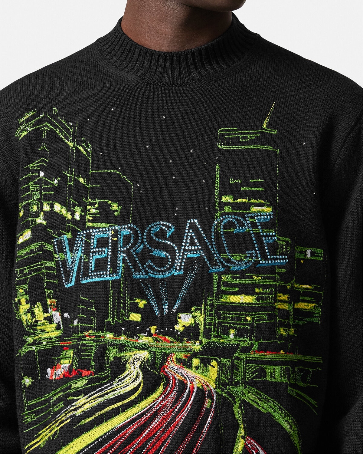 Embroidered City Lights Sweater - 5