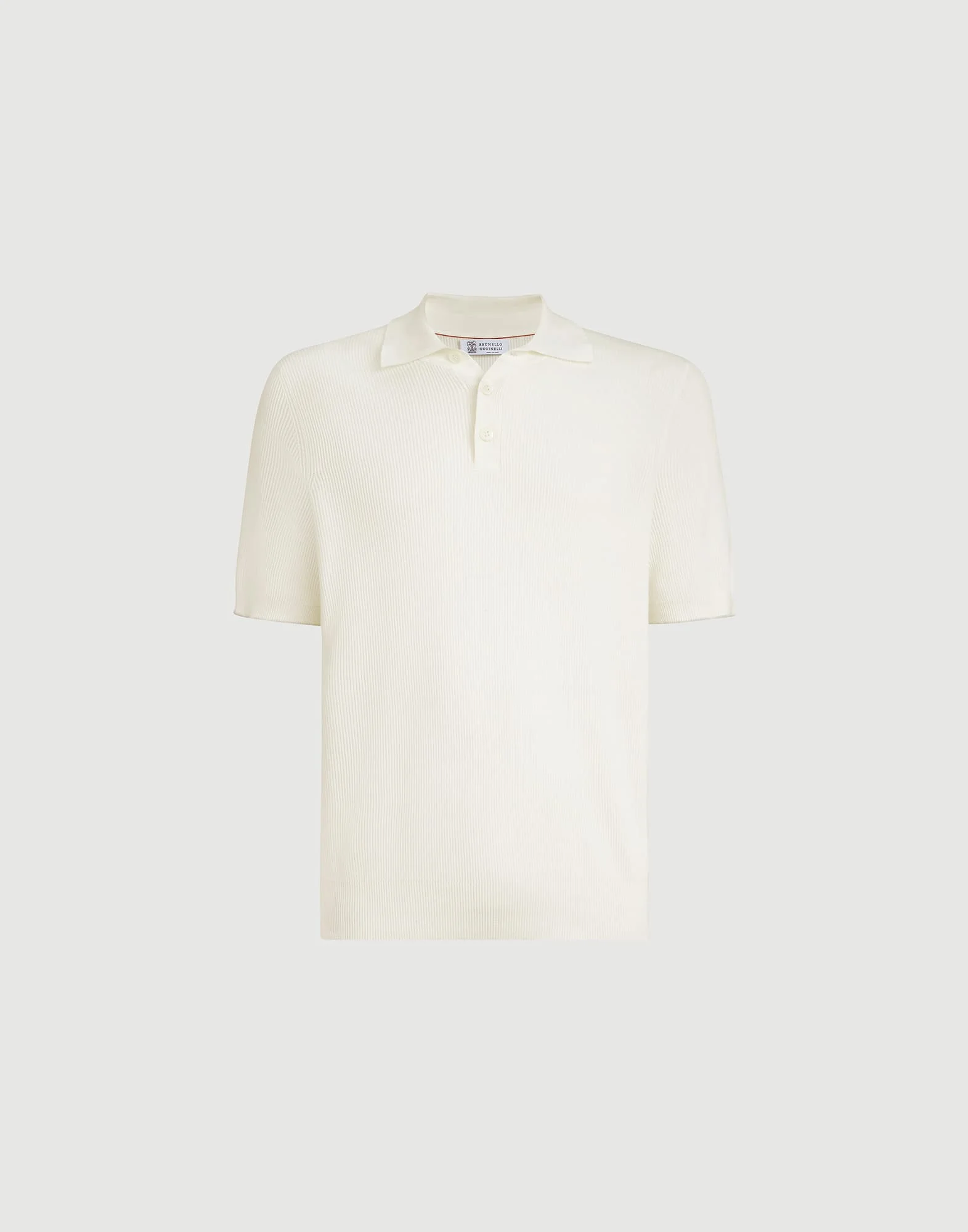 Cotton English rib knit polo shirt - 1