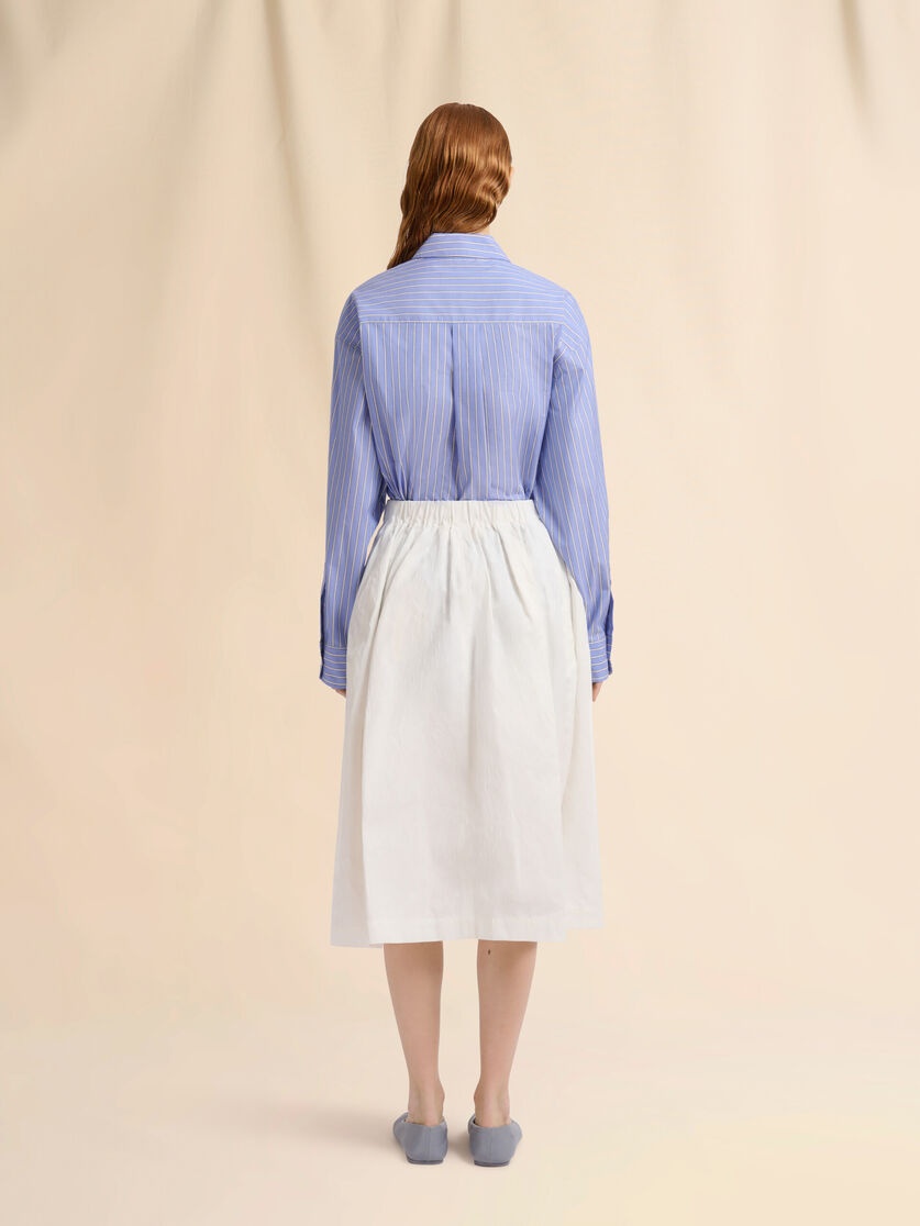 WHITE COTTON PANELLED SKIRT WITH WAVES AND DROPS JACQUARD MOTIF - 3
