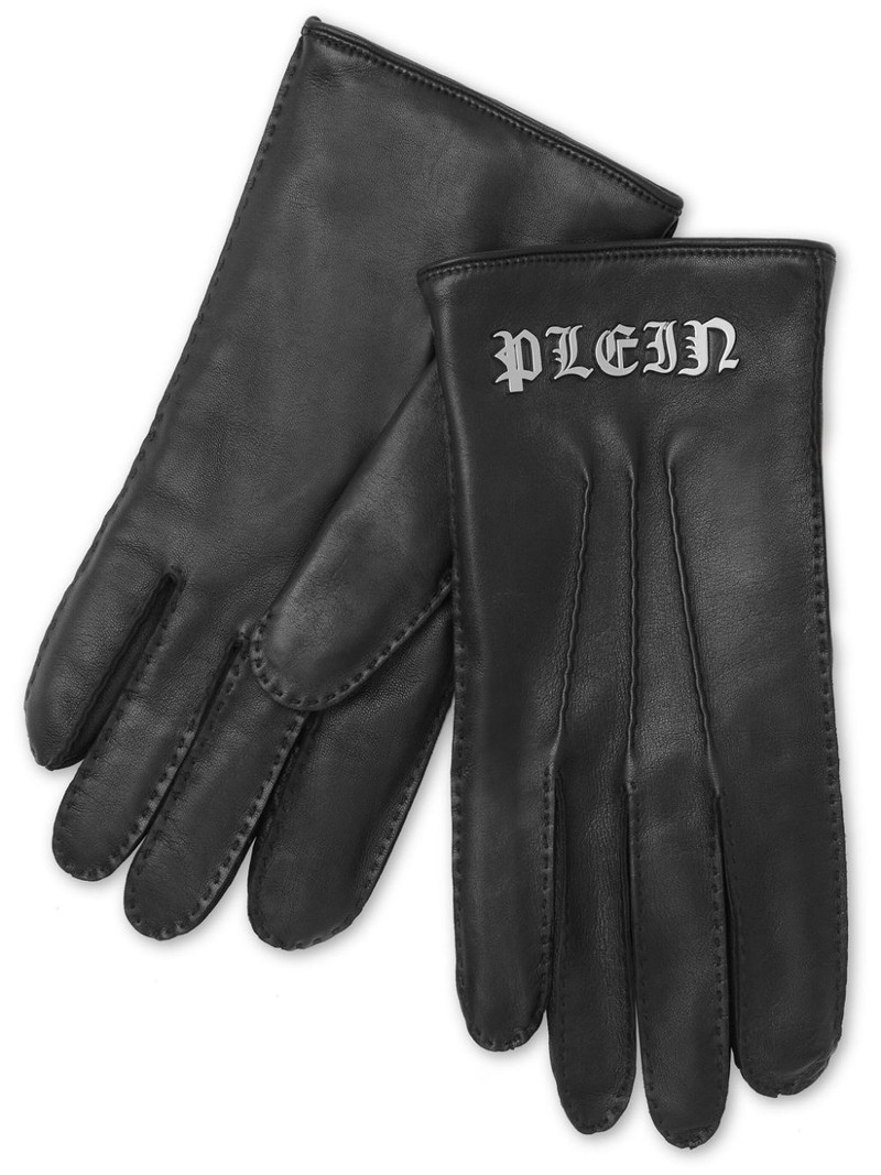 appliquÃ©-logo leather gloves 1